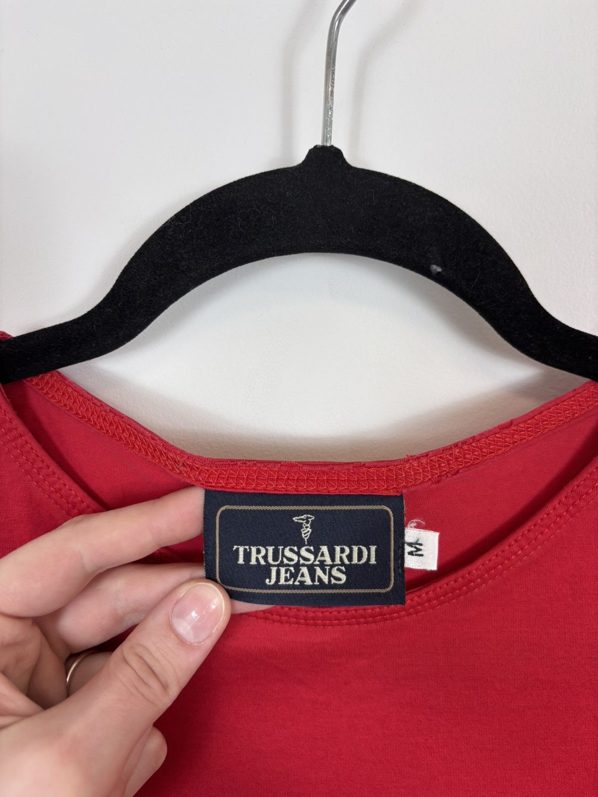 Trussardi Vintage Trussardi Jeans Men’s Red Cotton T-Shirt Tee Size US M / EU 48-50 / 2 - 9 Thumbnail