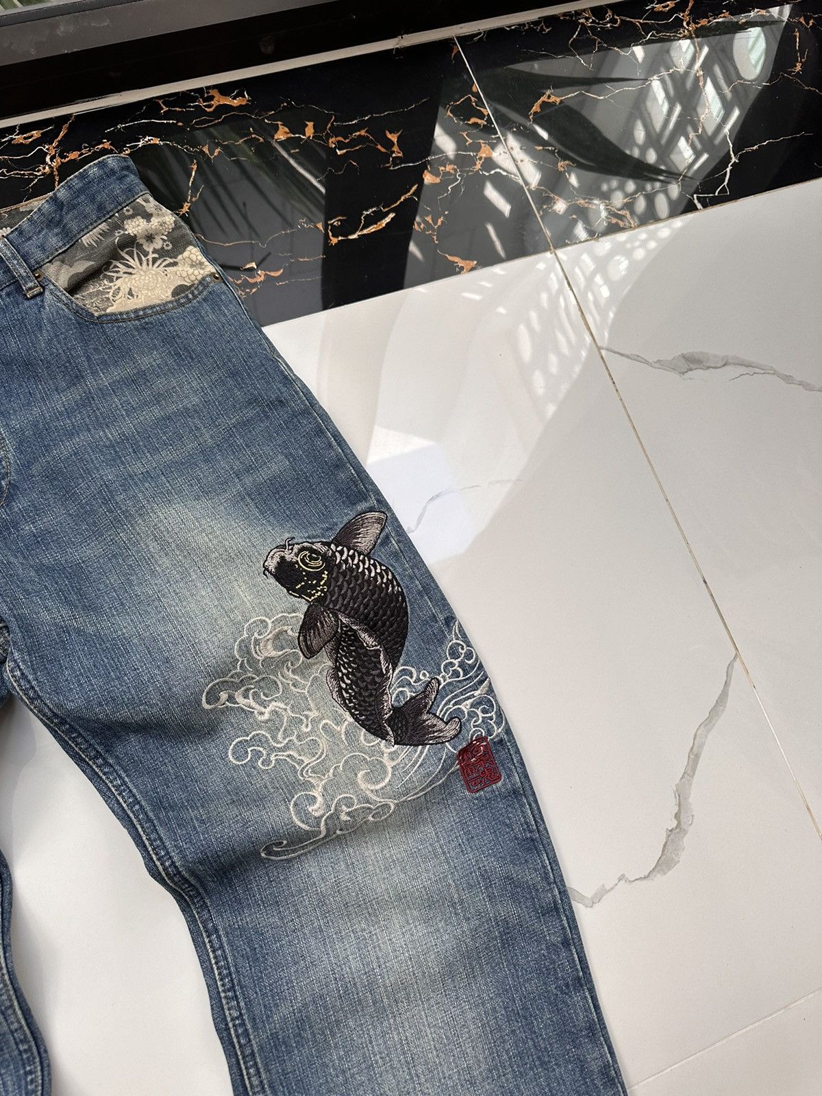 Japanese Brand × KARA × Vintage KARA KURI VINTAGE Y2K KOI FISH MULTI POCKET JEANS Size US 32 / EU 48 - 10 Thumbnail