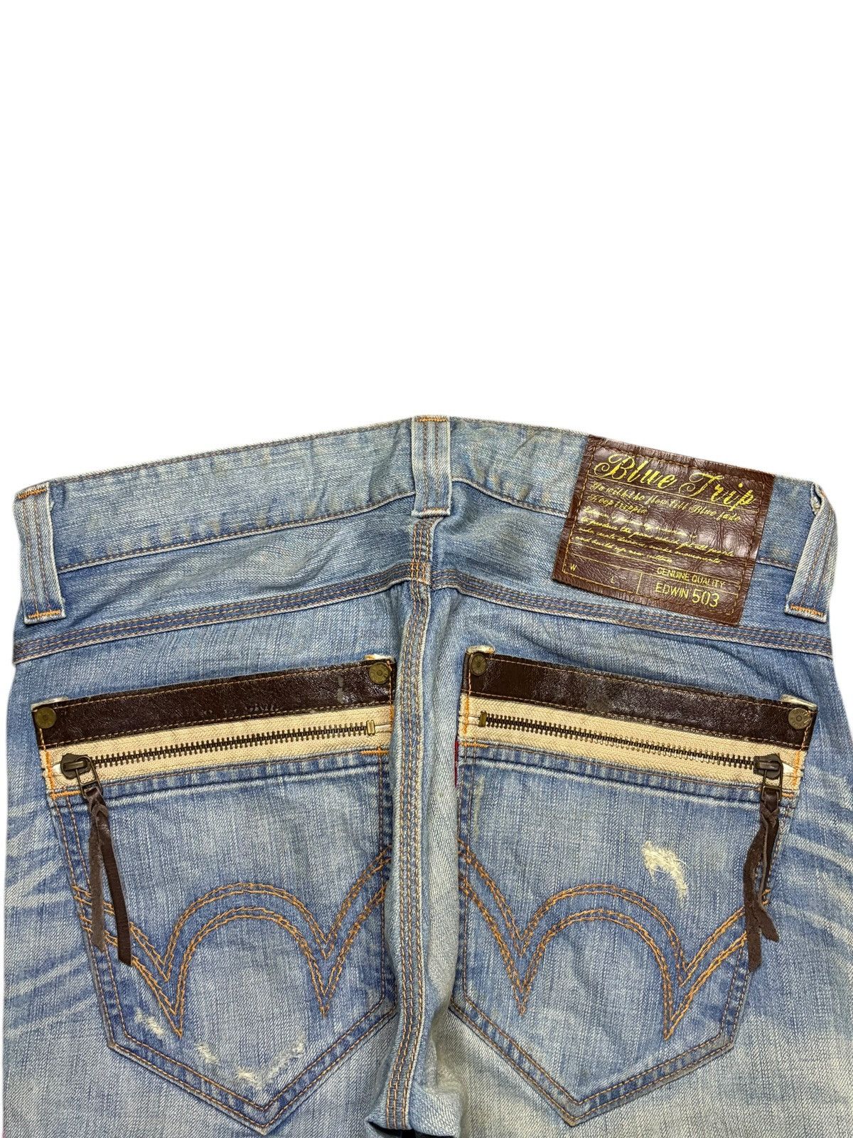 Edwin Vintage Japanese Edwin 503 Blue Trip Mud Wash Baggy Jeans Size US 34 / EU 50 - 8 Thumbnail