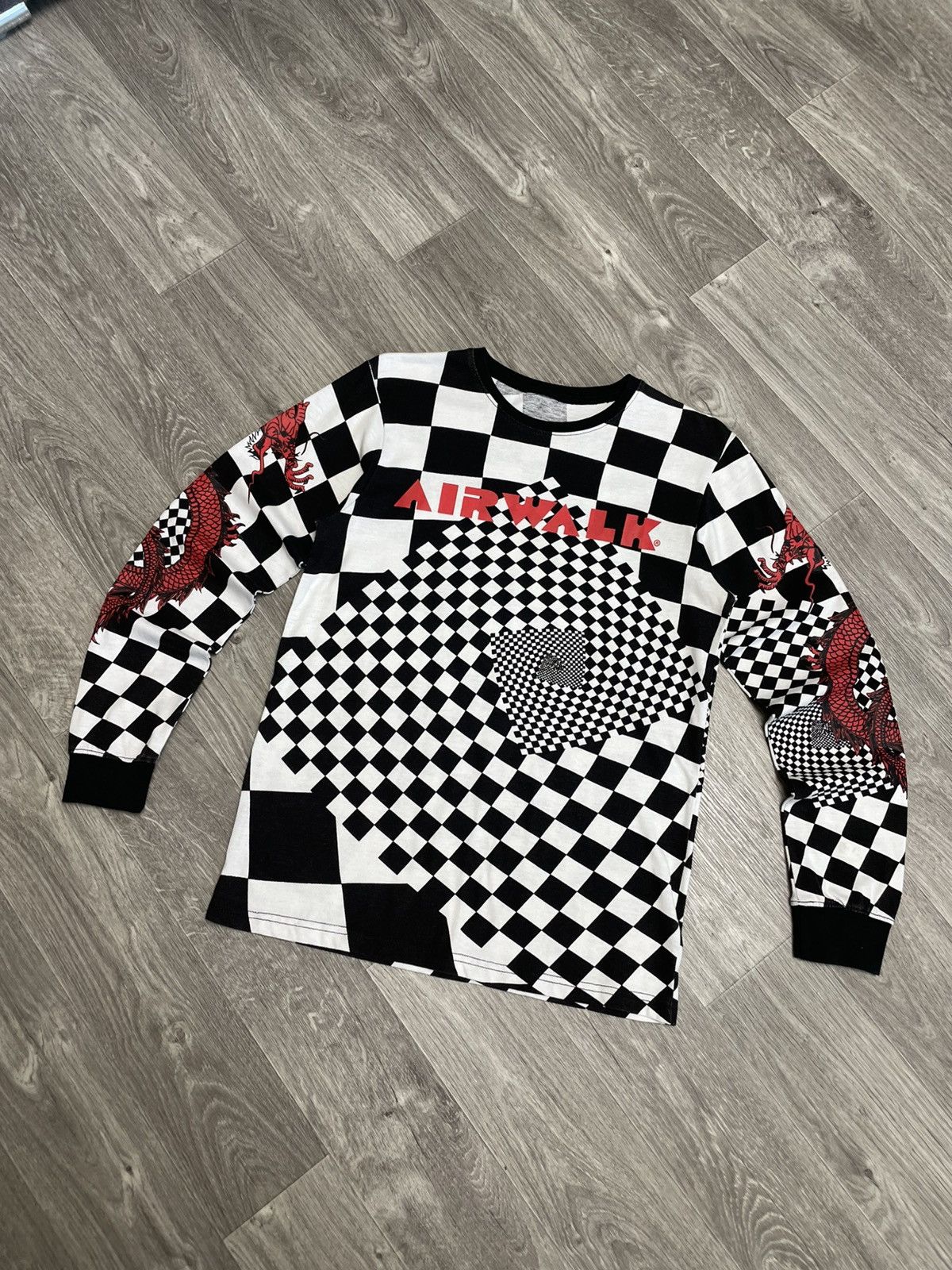 Airwalk Airwalk Long Sleeve Graphic Shirt Checkerboard Dragon Print Size US M / EU 48-50 / 2 - 1 Thumbnail