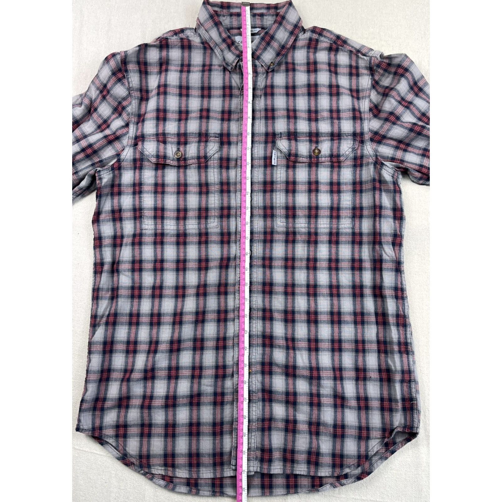 Carhartt Carhartt Shirt Mens Button-Up Long Sleeve Plaid Casual Work Gray Blue Red Multicolor Cotton Woven Regular Size M Size US M / EU 48-50 / 2 - 6 Thumbnail