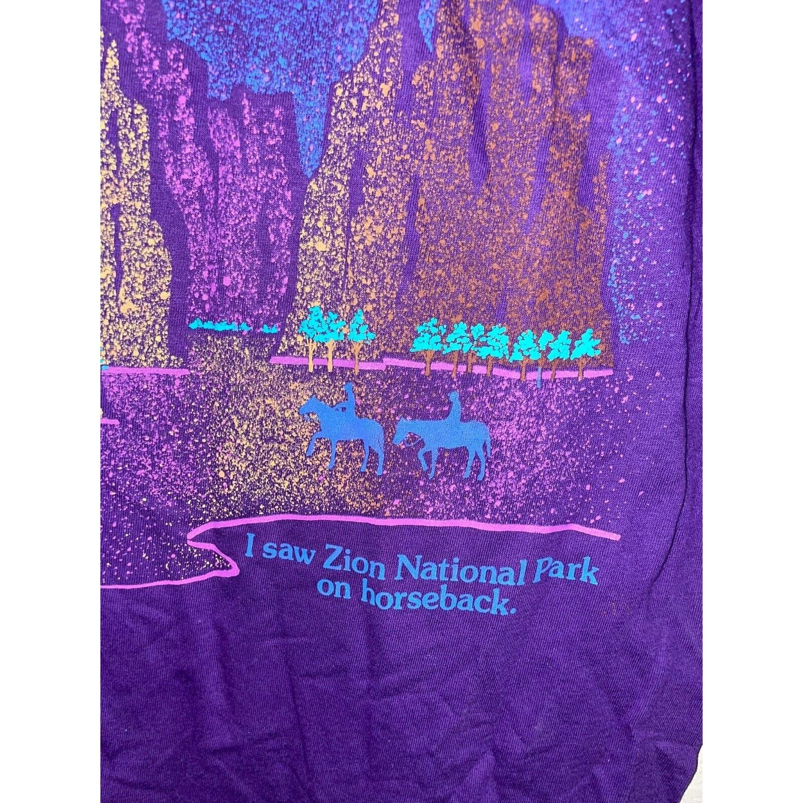 Jerzees Vintage Zion National Park Shirt Horseback Nature VTG 90s M Size US M / EU 48-50 / 2 - 2 Thumbnail