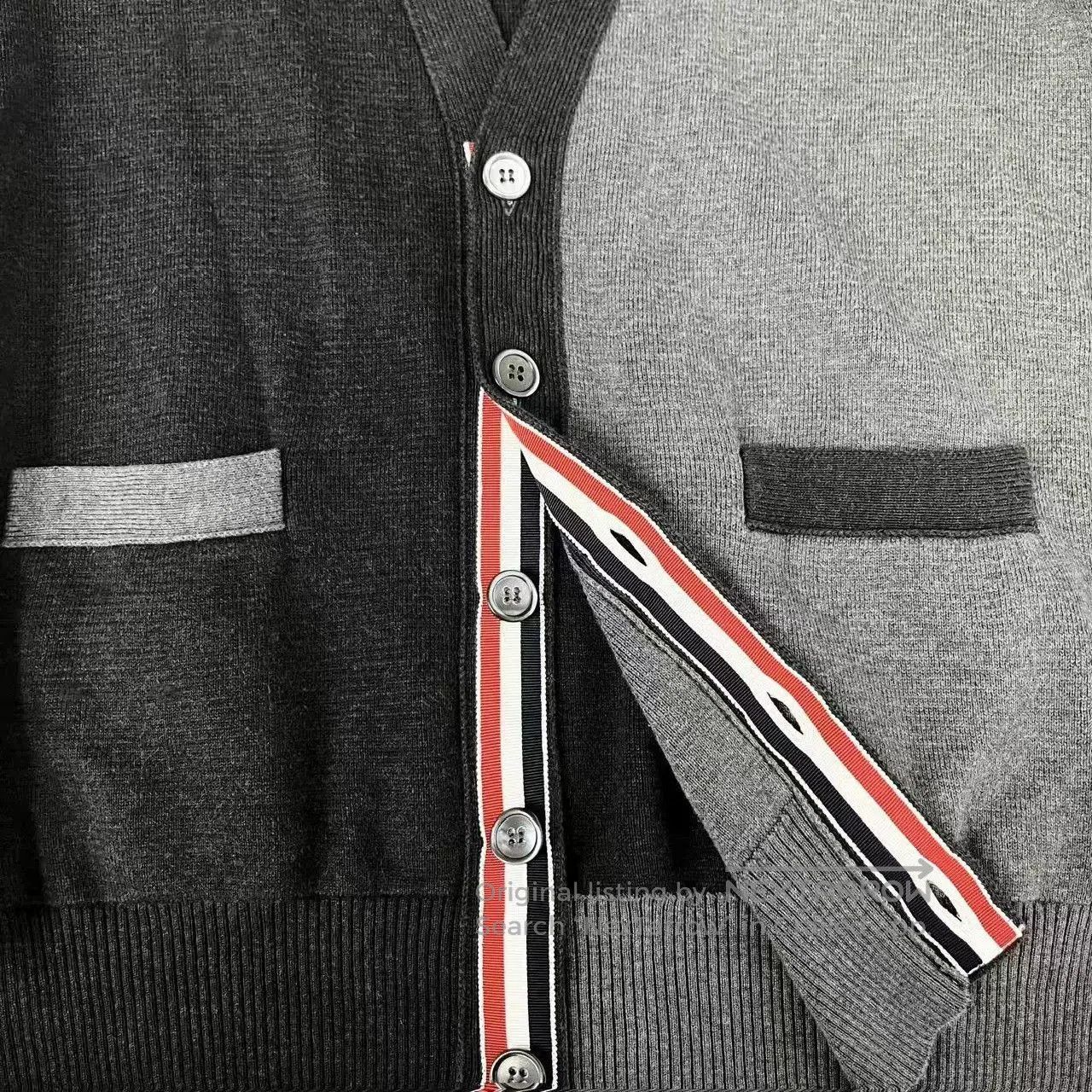 Thom Browne Thom Browne New Gray Stripe Knit Cardigan. Size US L / EU 52-54 / 3 - 4 Thumbnail