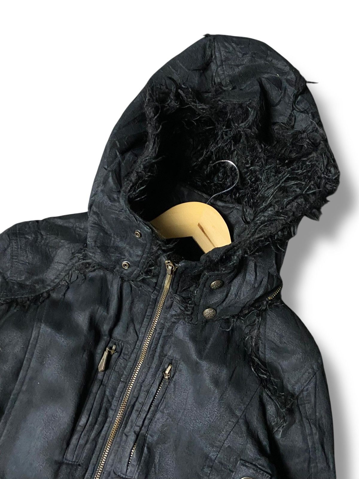 Japanese Brand Vintage MIDAS Punk Style Hooded Jacket with Fur (163) Size US L / EU 52-54 / 3 - 5 Thumbnail