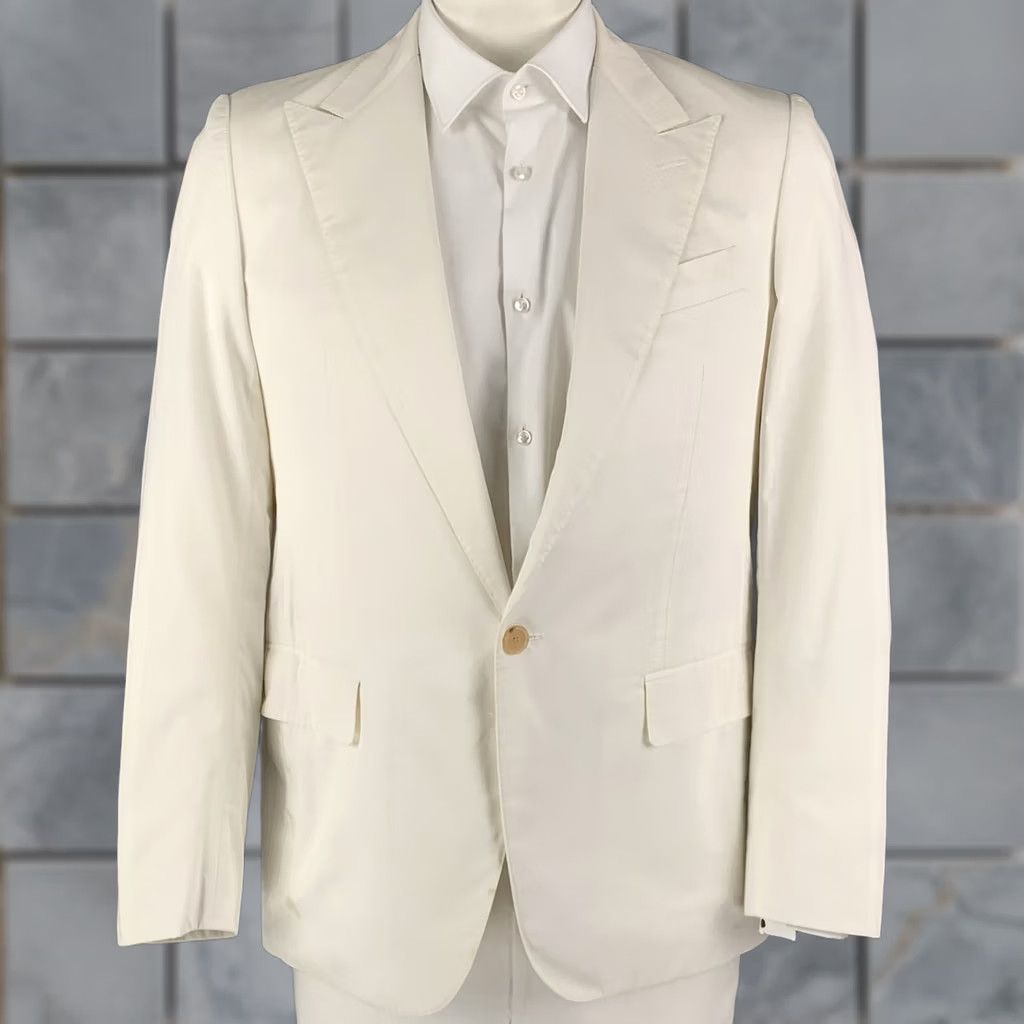 Lanvin LANVIN Sport Coat White Cotton Peak Lapel 40 Regular Men Shirt Jacket Size US XXS / EU 40 - 1 Thumbnail