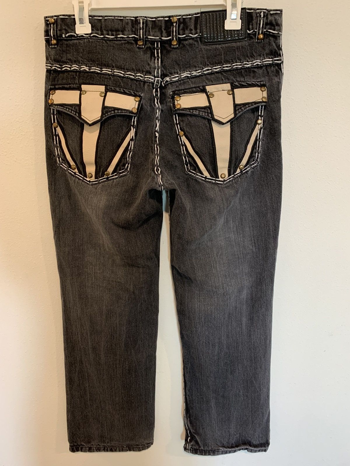 Japanese Brand Vintage Xotix leather detailed baggy jeans Size US 34 / EU 50 - 1 Thumbnail