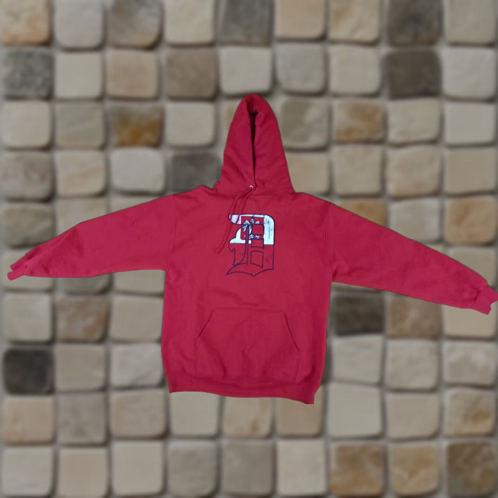 Jerzees VINTAGE Polska in Detroit Printed Pullover Hooded Sweatshirt Jerzees Large L Red Unisex Adults Sweatshirt Hooded Pullover Sweatshirt Mens Womens Size US L / EU 52-54 / 3 - 1 Thumbnail