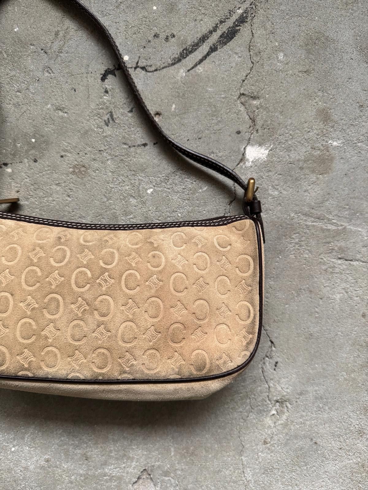 Celine Celine Macadam Suede Shoulder Bag Beige/Brown Size ONE SIZE - 5 Thumbnail