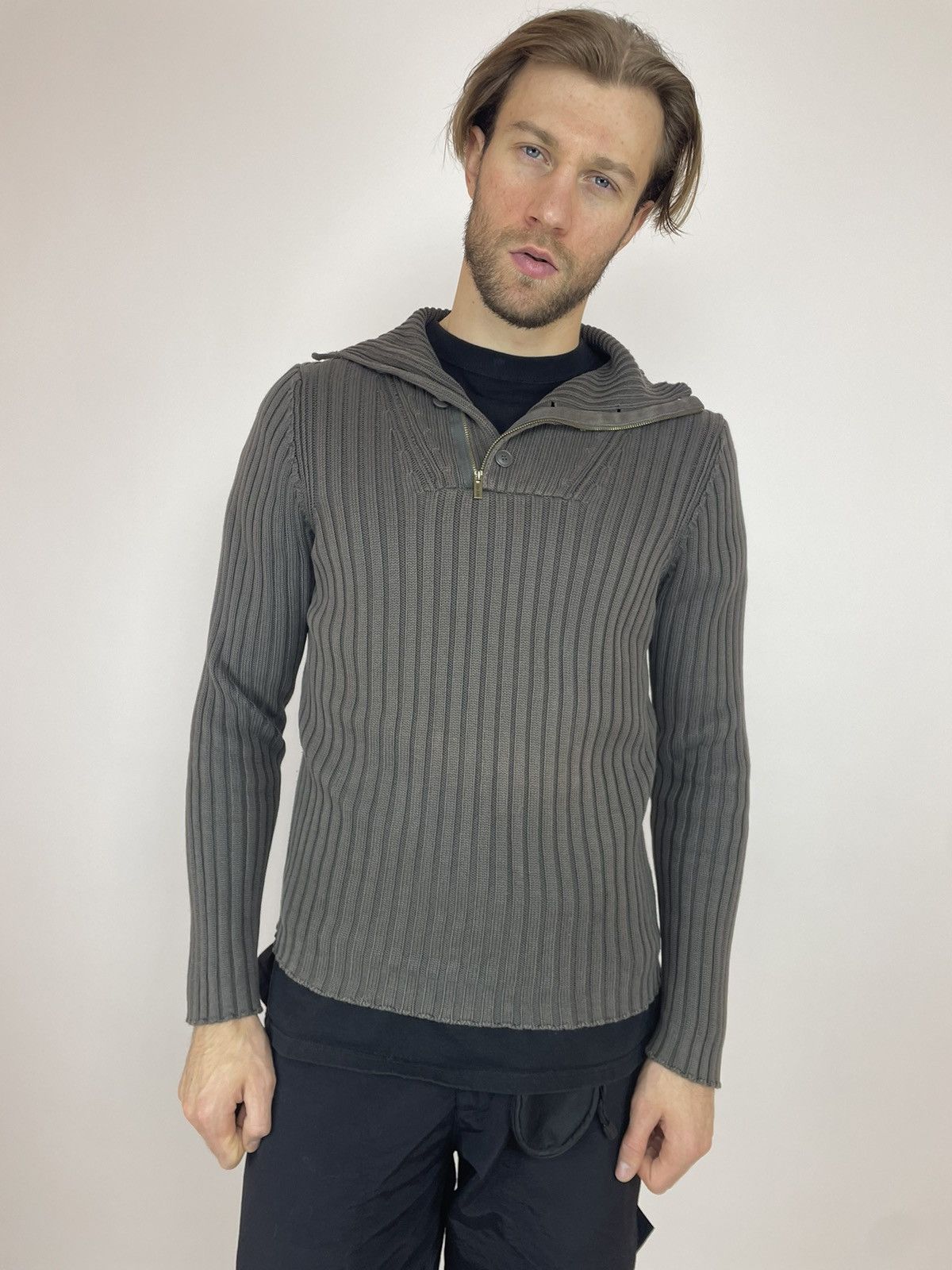 Vintage × Zara ZARA MAN Vintage Mens Military purple label ribbed sweater Size US L / EU 52-54 / 3 - 10 Thumbnail