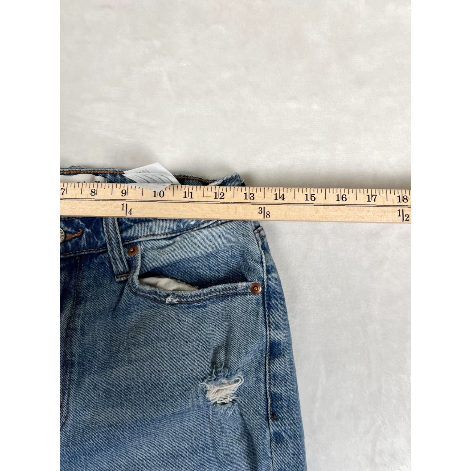 Abercrombie & Fitch Abercrombie & Fitch High Rise Mom Jeans Womens 2R Distressed Curve Love Denim Jeans Blue Regular Stretch Size 26" / US 2 / IT 38 - 3 Thumbnail