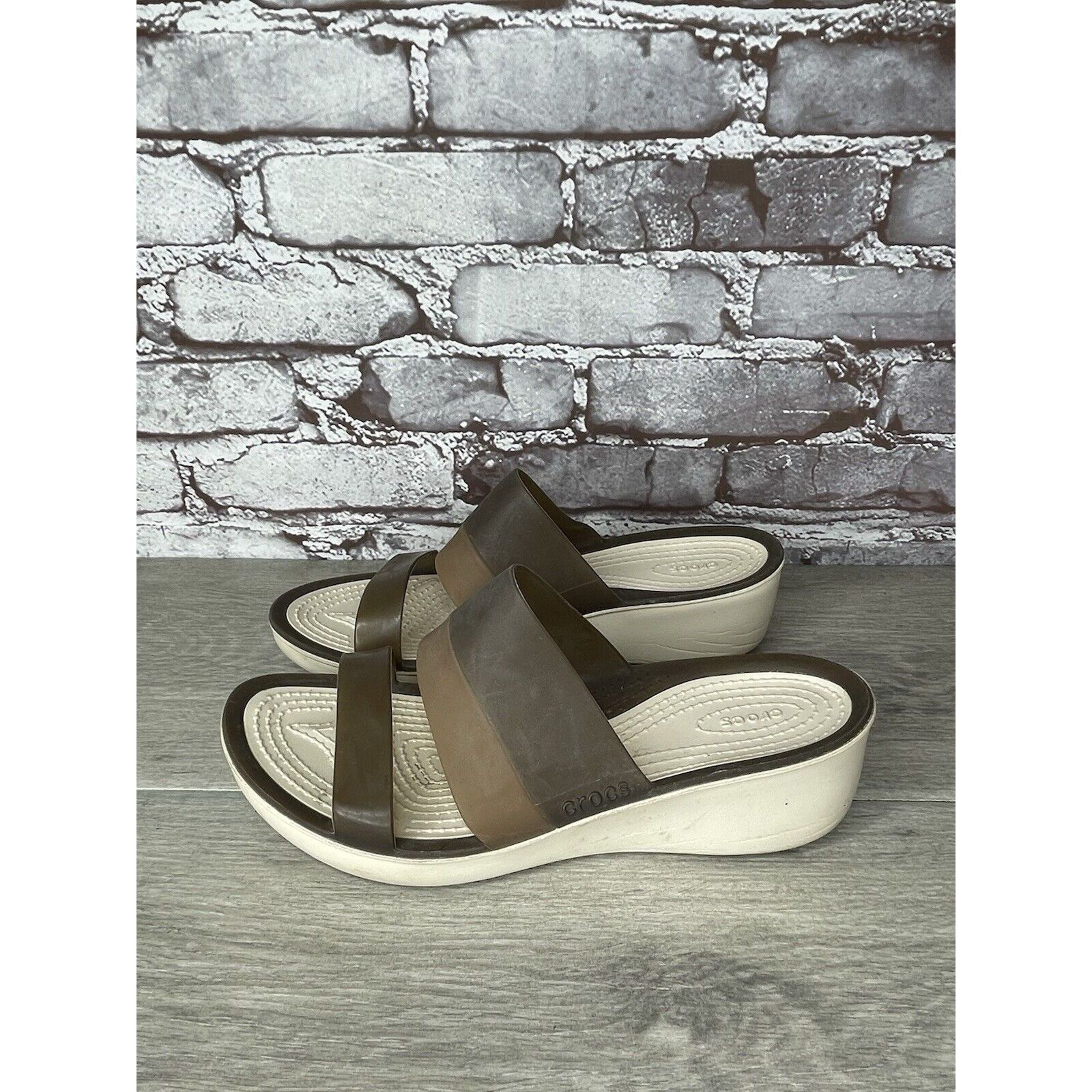 Crocs CROCS CIABATTA 200031 COLORBLOCK BROWN TAN SLIP ON WEDGE SA Size US 9 / IT 39 - 10 Thumbnail