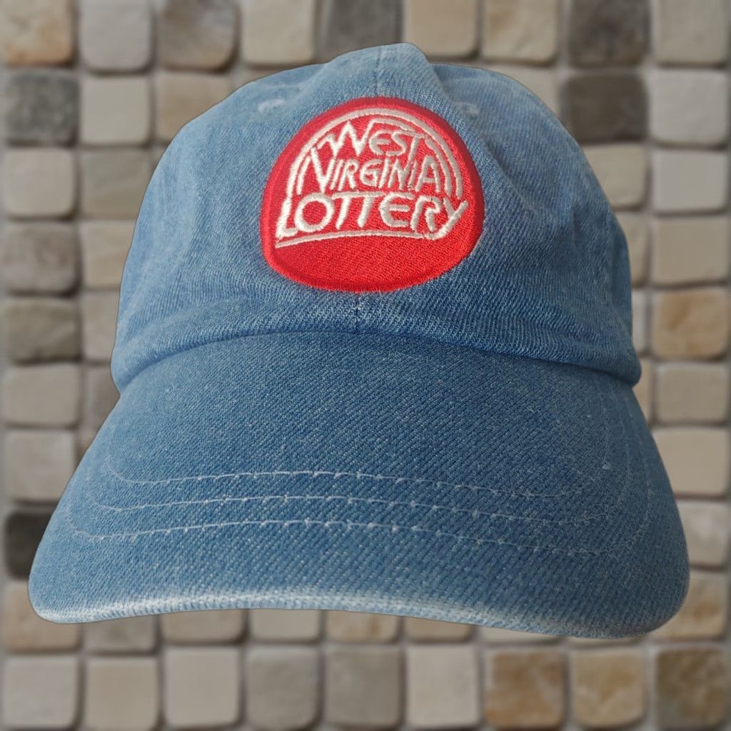 Denime West Virginia Lottery Hat Mens Adjustable Strap Back Blue Denim Embroidered Logo Size ONE SIZE - 1 Thumbnail