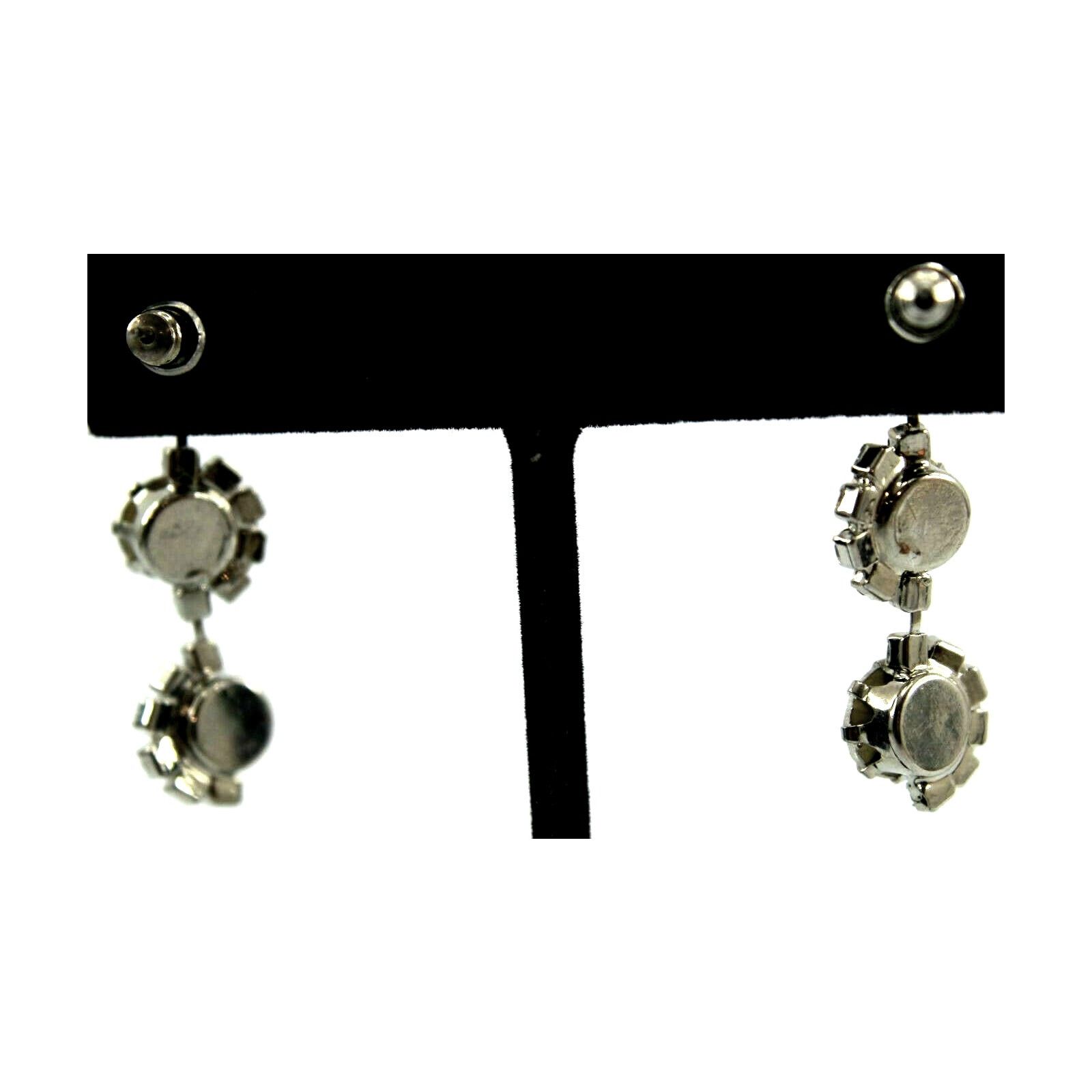 Other Round Rhinestone Dangle Earrings Accent Stones Silvertone Size ONE SIZE - 2 Thumbnail