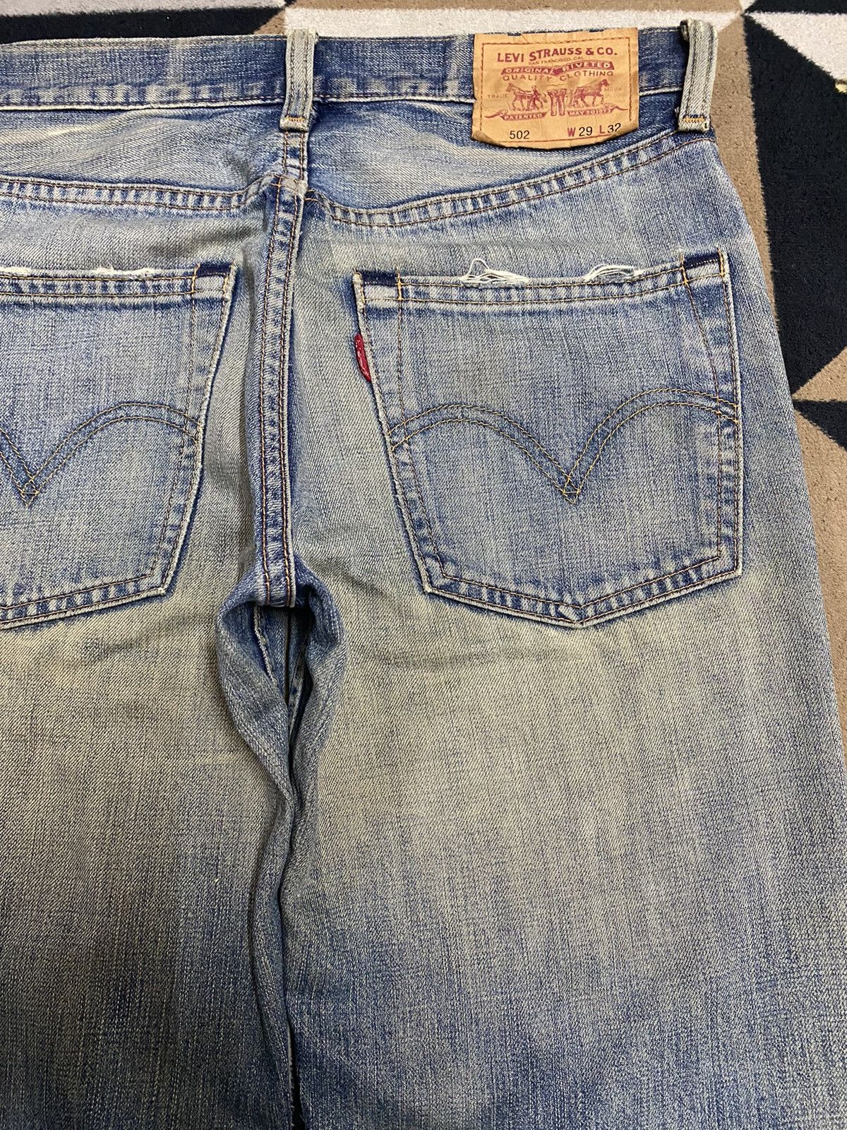 Levi's Vintage Levis 502 Mud Wash Distressed Loose Jeans Size US 31 - 12 Thumbnail