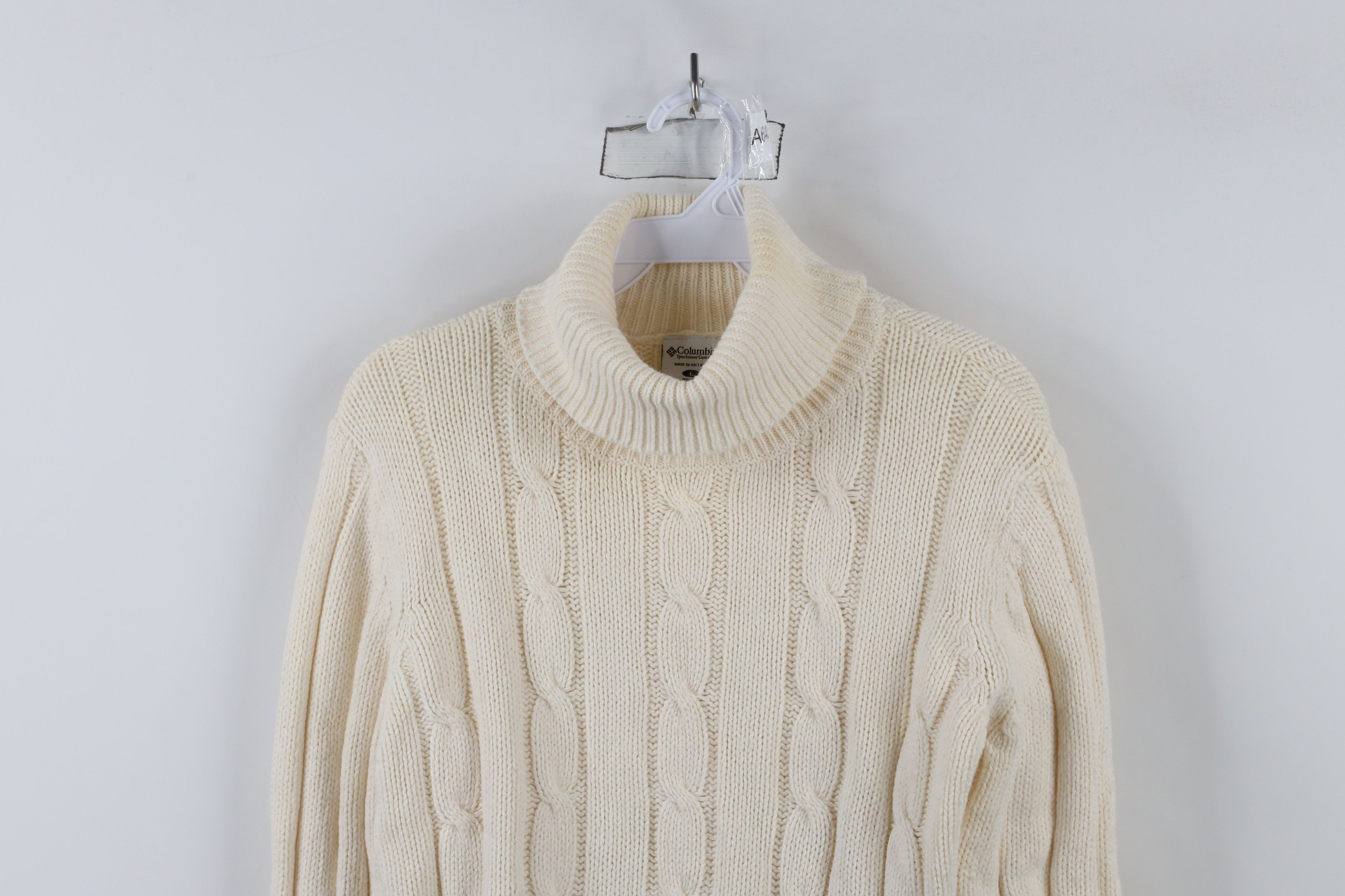 Columbia × Vintage Vintage Columbia Blend Chunky Cable Knit Turtleneck Sweater Size L / US 10 / IT 46 - 2 Thumbnail