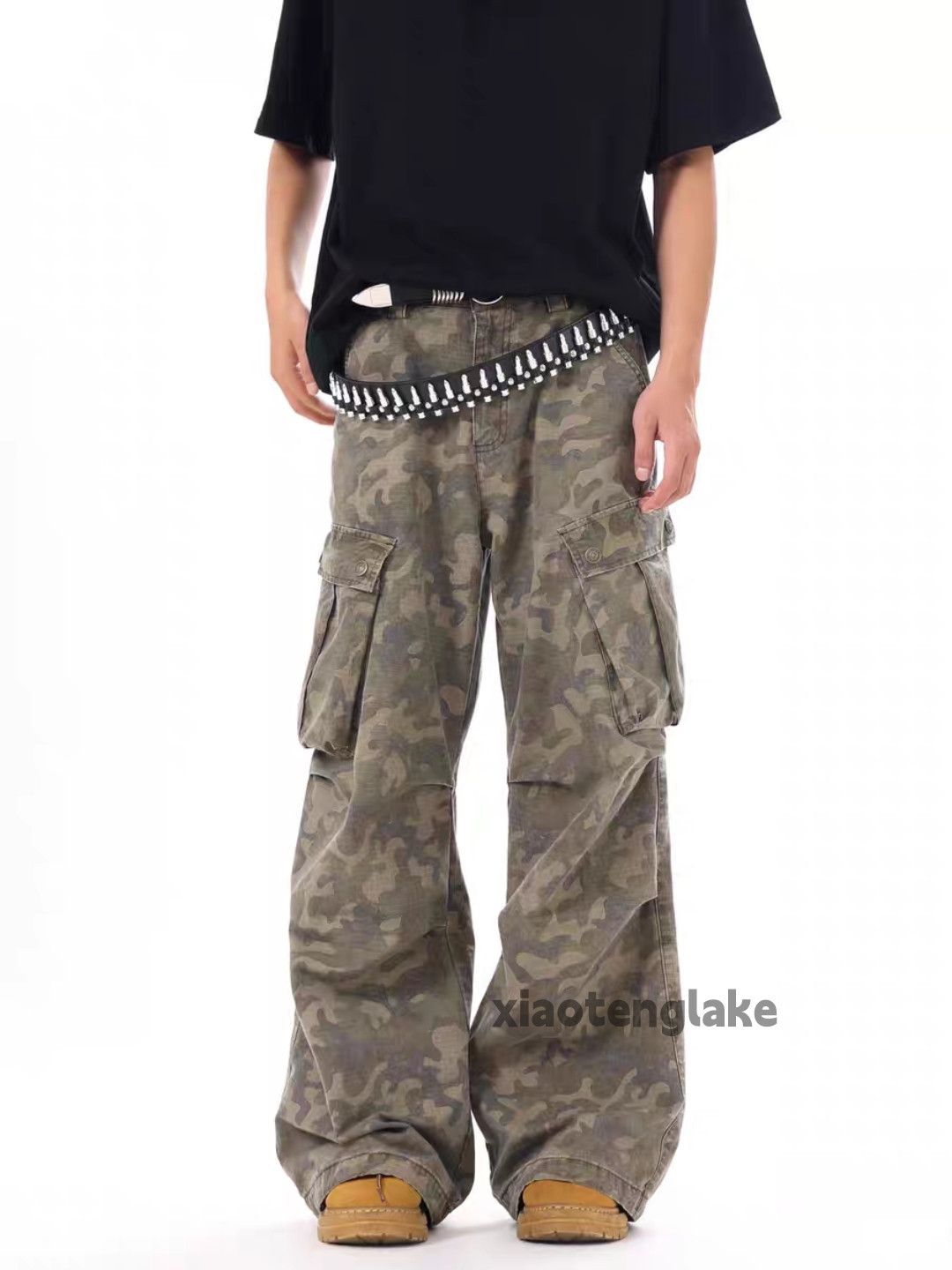 Designer × Japanese Brand × Vintage utility washed faded loose baggy camo cargo pants Size US 30 / EU 46 - 6 Thumbnail