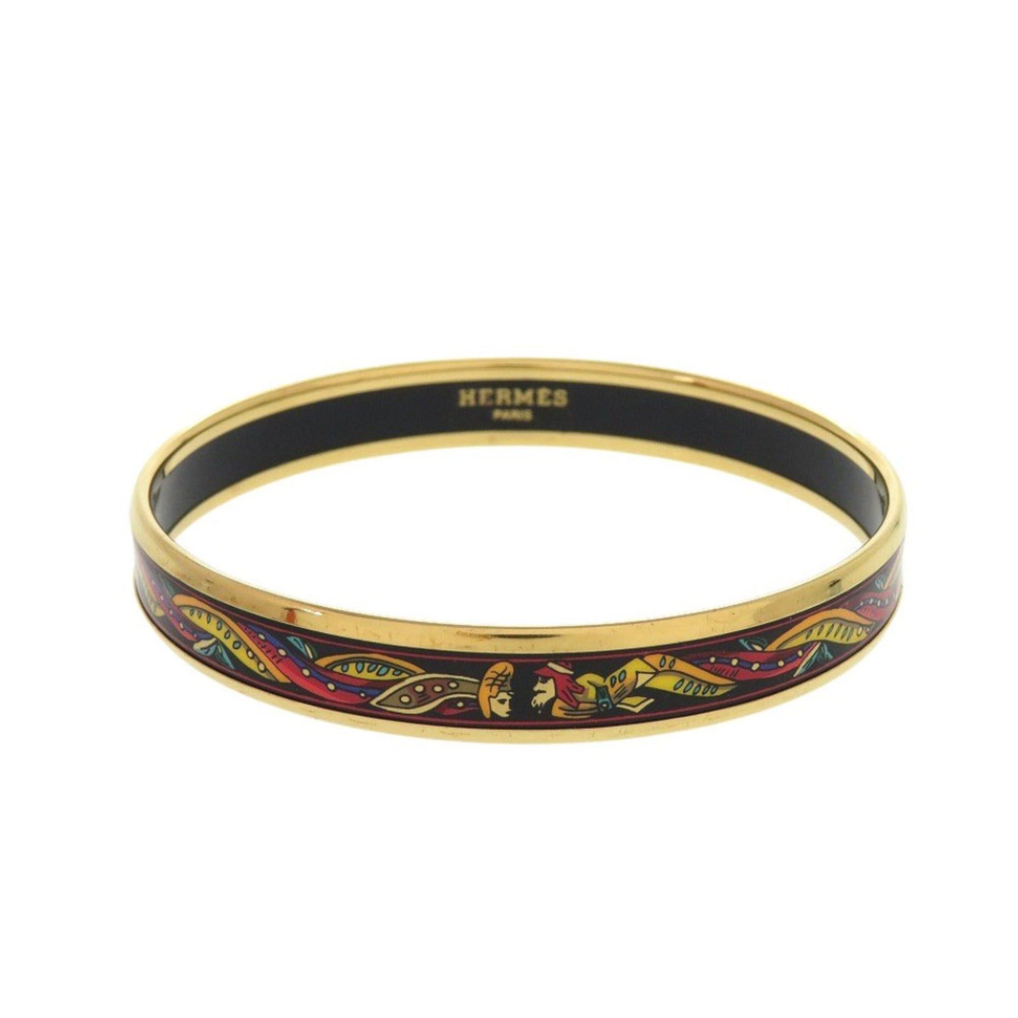 Hermes Hermes Excellent condition Hermès enamel PM bangle, metal black and gold, Y stamp (2020 model), black, 1136 Size ONE SIZE - 1 Thumbnail