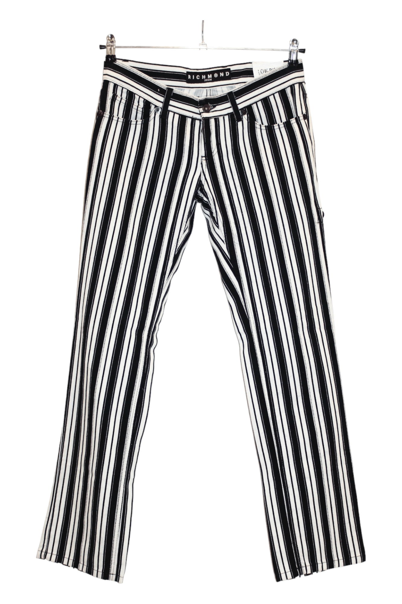 John Richmond Richmond Denim Low-Rise Super Skinny Striped Jeans Size US 31 - 2 Thumbnail