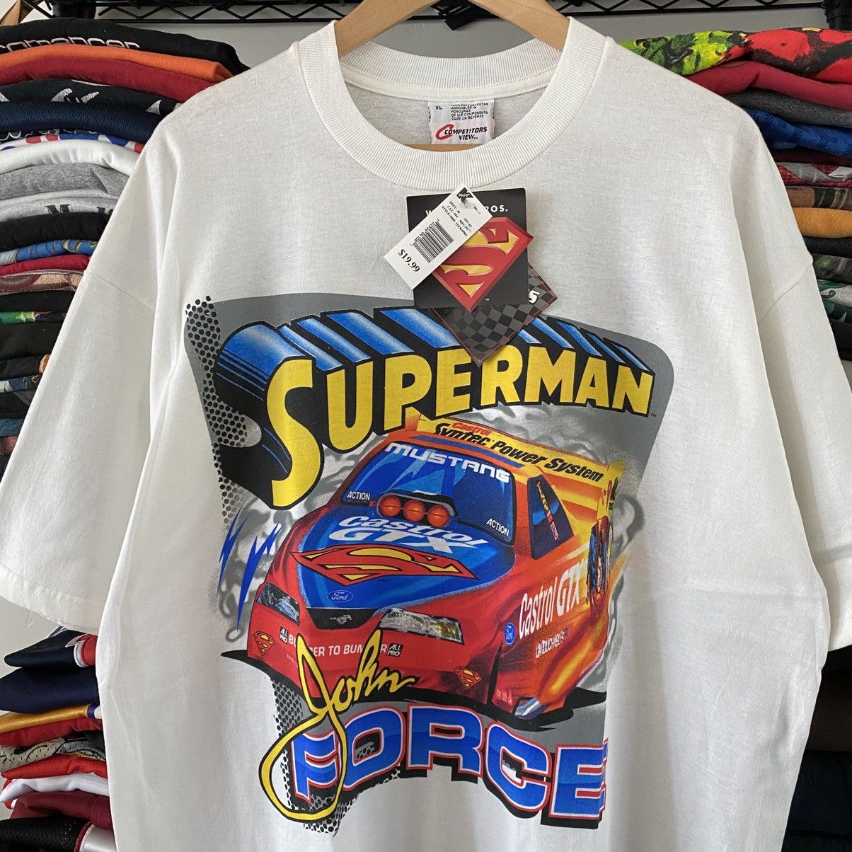 NASCAR Vintage Nascar John Force T-Shirt Superman Warner Bros 1990s Size US XL / EU 56 / 4 - 2 Thumbnail