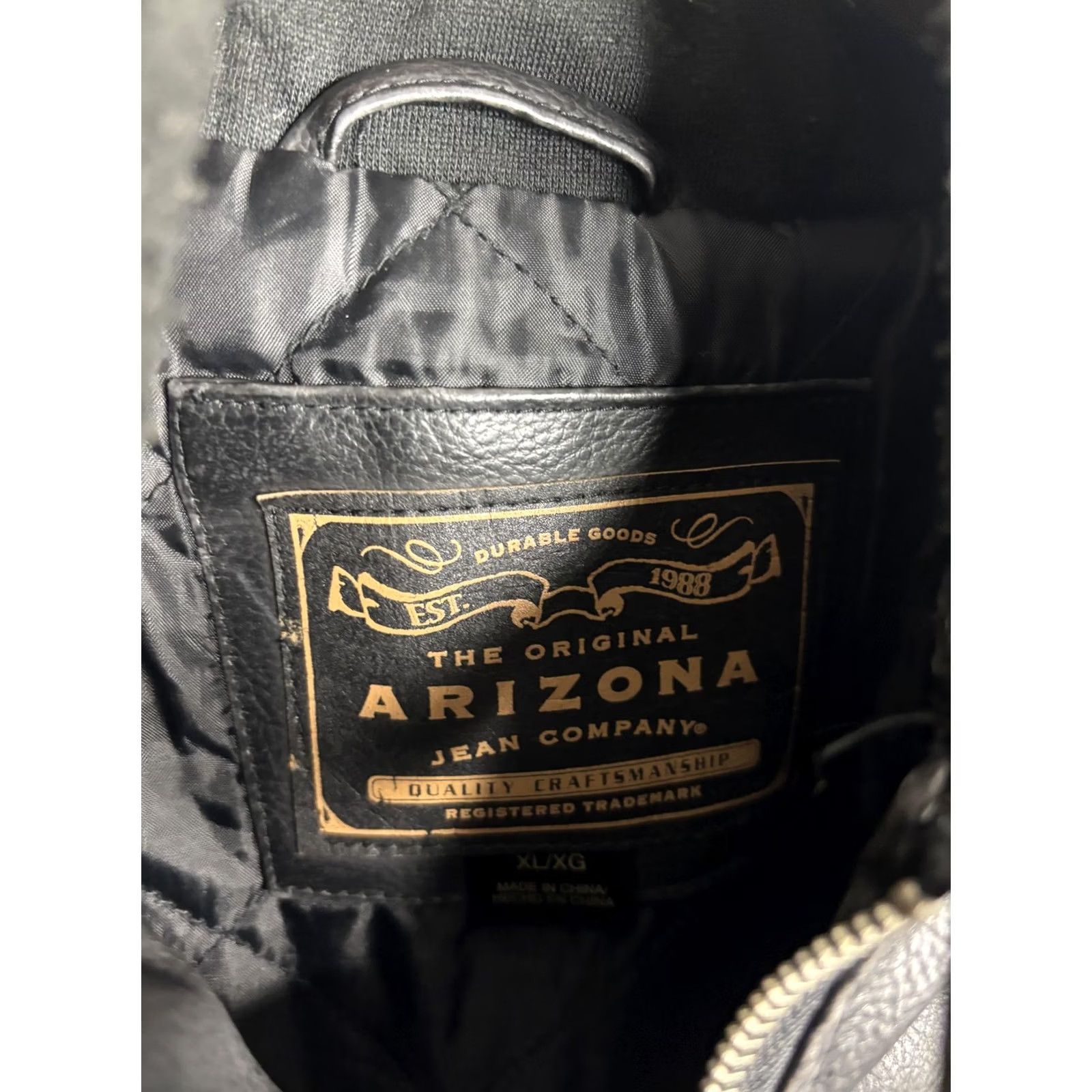 Vintage Arizona Jean Company Jacket Mens XL Black Faux Leather Hooded Moto Stripes Size US 36 / EU 52 - 4 Thumbnail