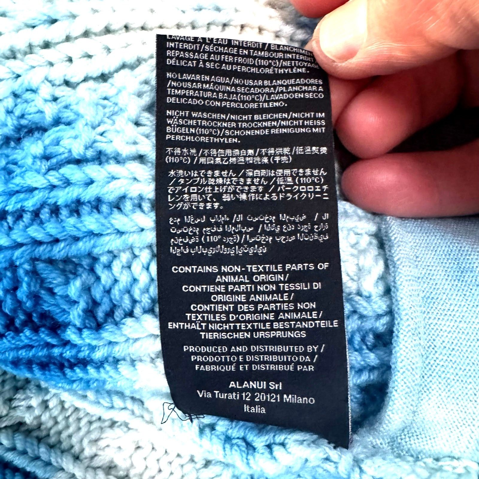 Alanui ALANUI: Men’s Wool Blue/White Tie Dye Cardigan - Small Size US S / EU 44-46 / 1 - 6 Thumbnail