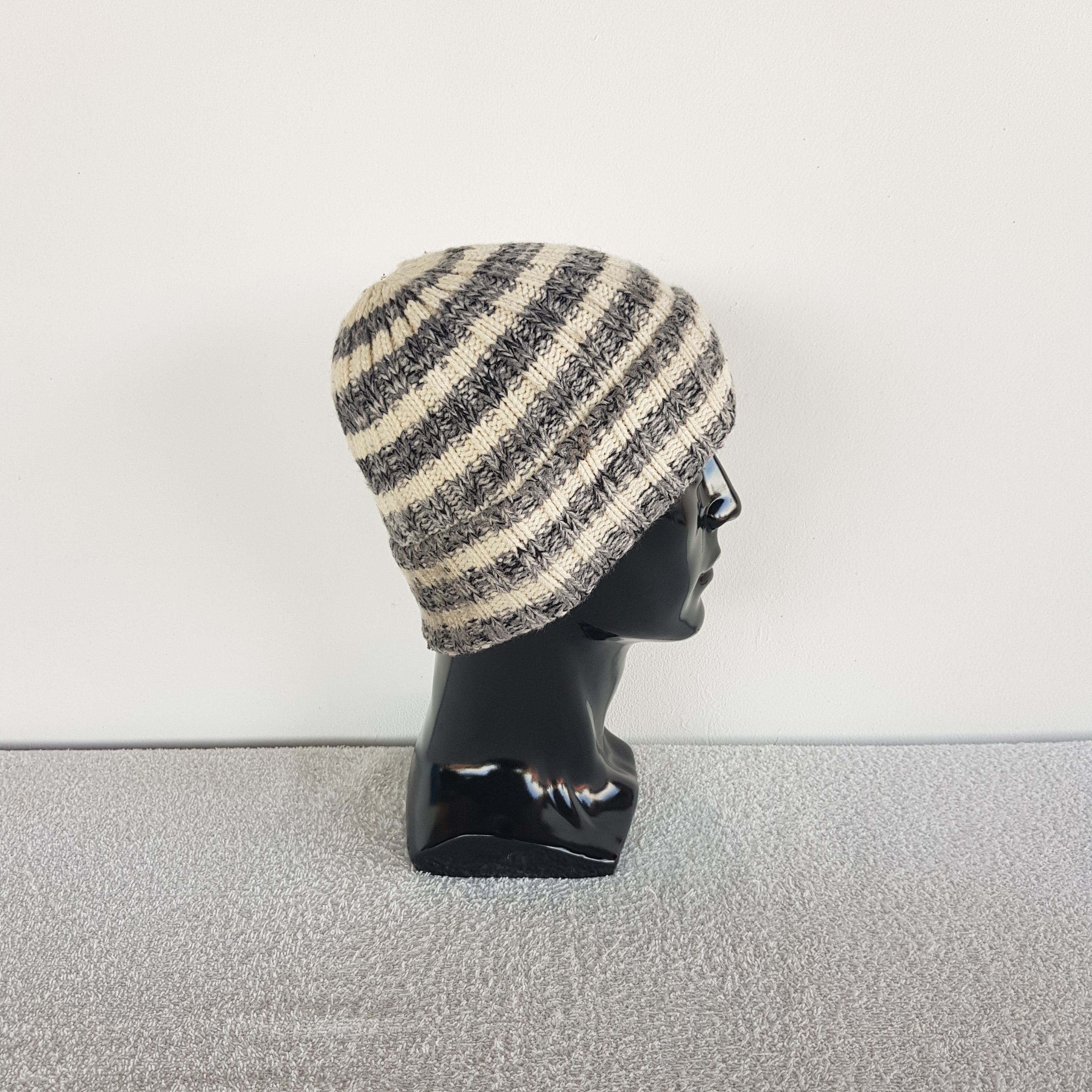Homespun Knitwear Vintage Ampersanad Beanie Striped Ribbed Knit Snow Caps Hats Size ONE SIZE - 3 Thumbnail