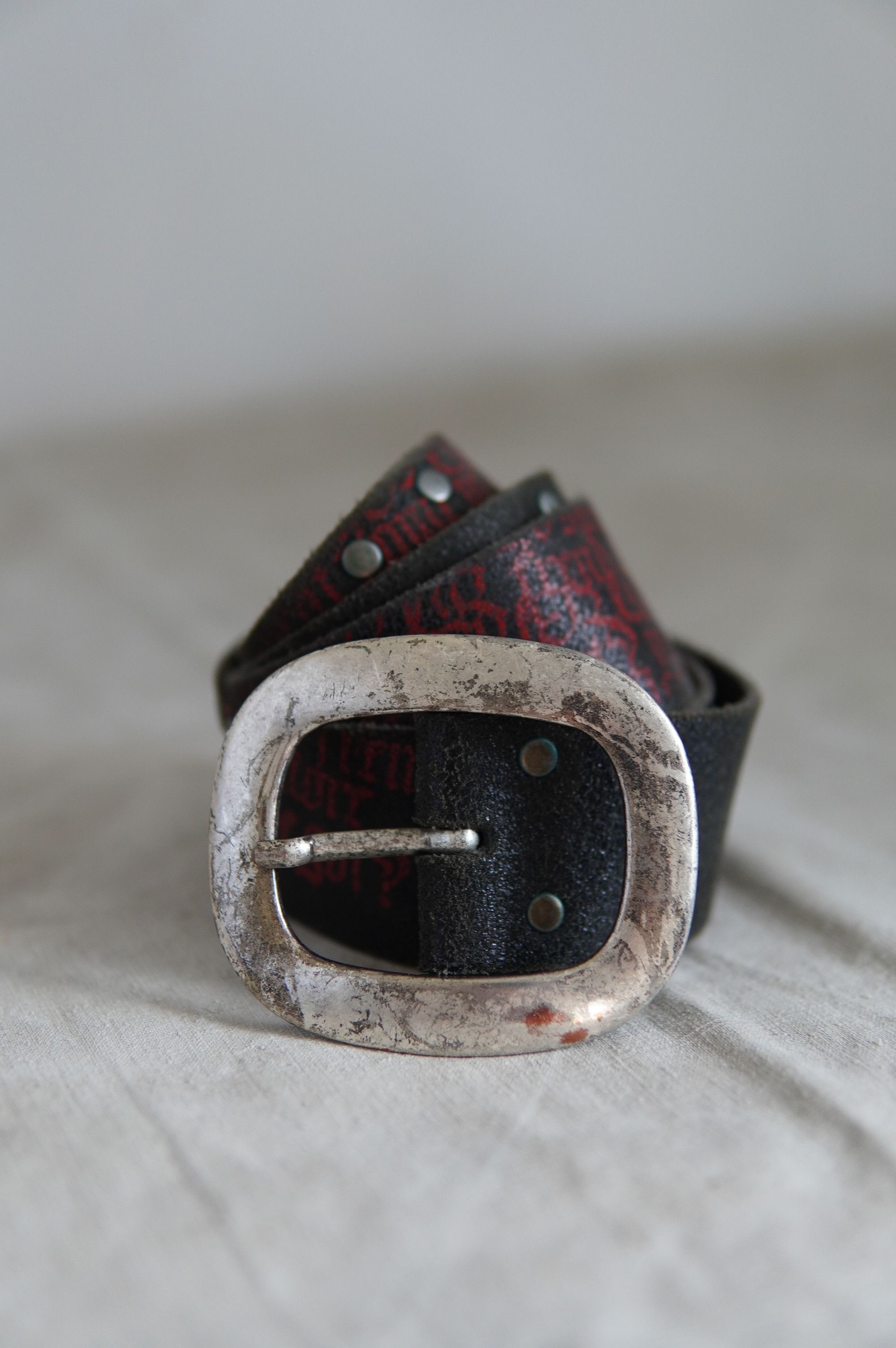Vintage Vintage Heavy Leather Printed Belt Size ONE SIZE - 1 Thumbnail