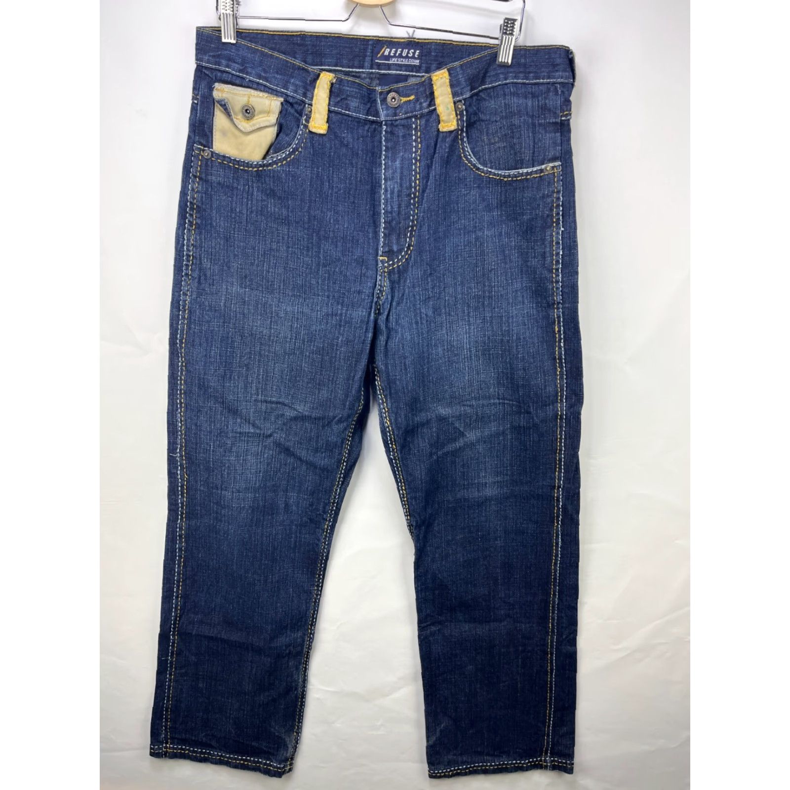 Vintage VINTAGE PACO Jeans Skater 34 x 32 Denim Wide-Leg Men Blue Refuse Baggy Dragon Embroidered Size US 34 / EU 50 - 7 Thumbnail