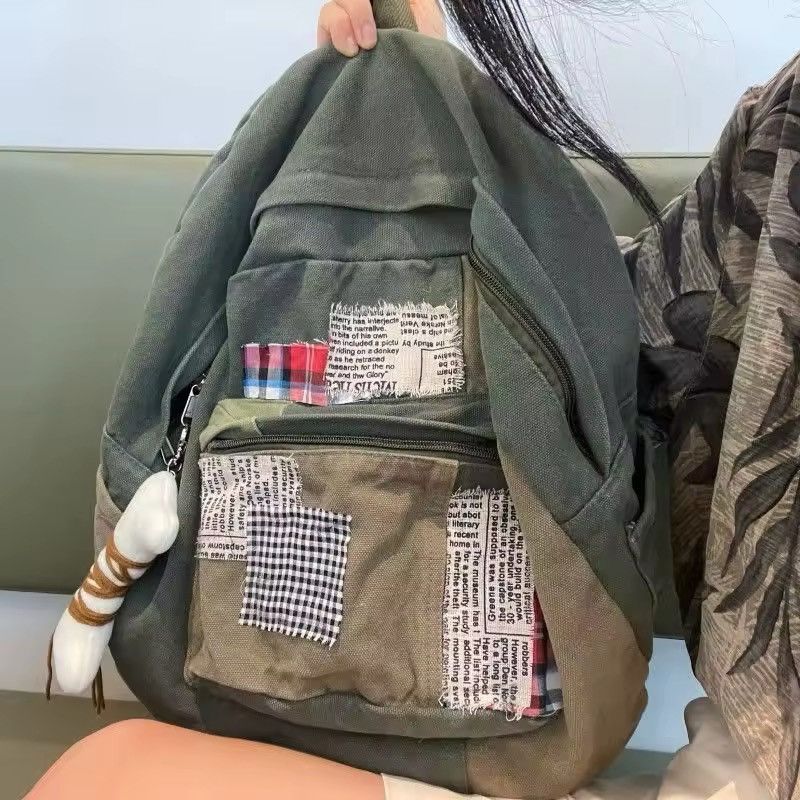 Vintage Y2K Vintage Patchwork Canvas Backpack Size ONE SIZE - 6 Thumbnail