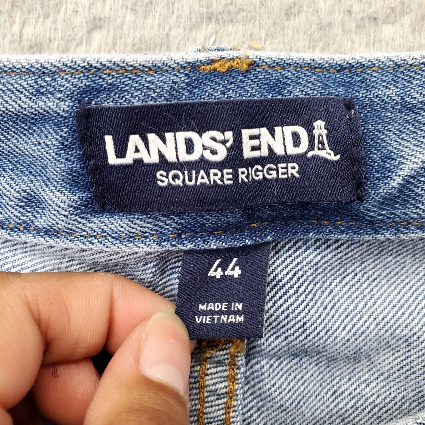 Lands' End Lands' End Jeans Mens 44 Blue Denim Square Rigger High-Rise Waist Tapered Leg Jeans Size US 44 / EU 60 - 6 Thumbnail
