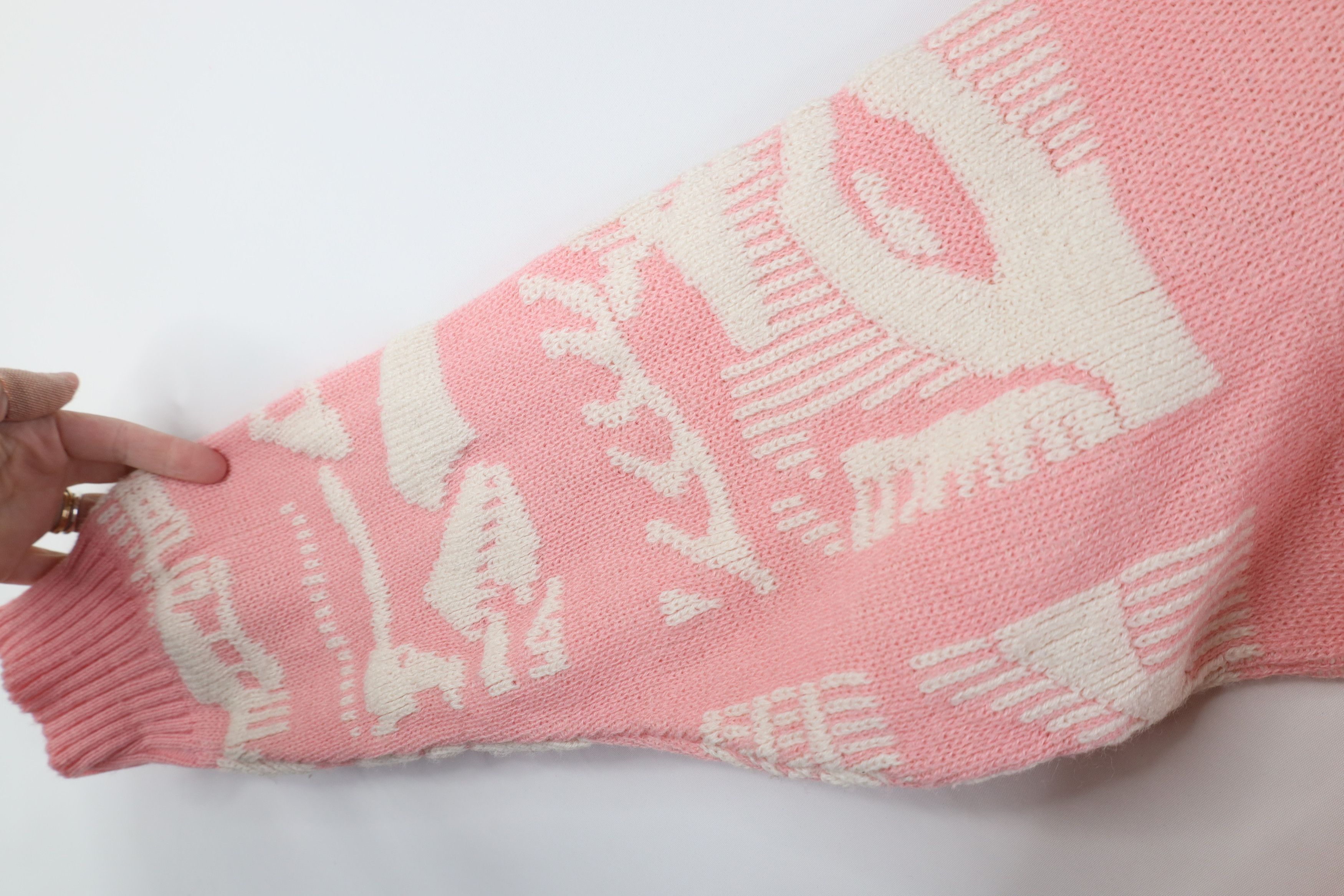 Vintage Vintage 90s Streetwear Ribbed Knit Crewneck Sweater Pink Size M / US 6-8 / IT 42-44 - 6 Thumbnail