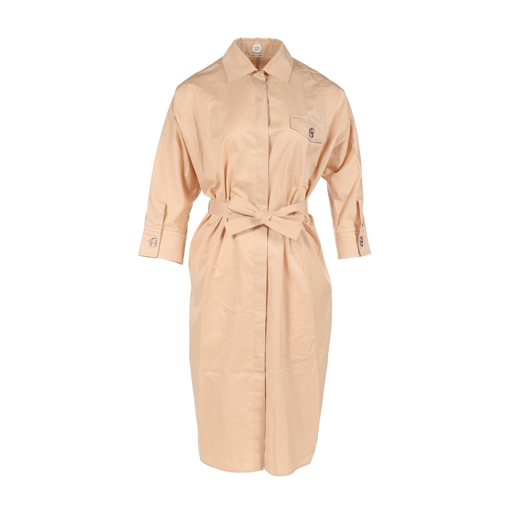 image of Hermes Shirt Dress Cotton Light Beige, Women's
