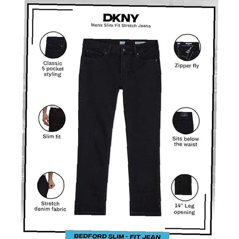 DKNY DKNY Jeans Mens 38x32 Black Bedford Slim Fit Stretch 5 Pocket Denim NWT Size US 38 / EU 54 - 3 Thumbnail