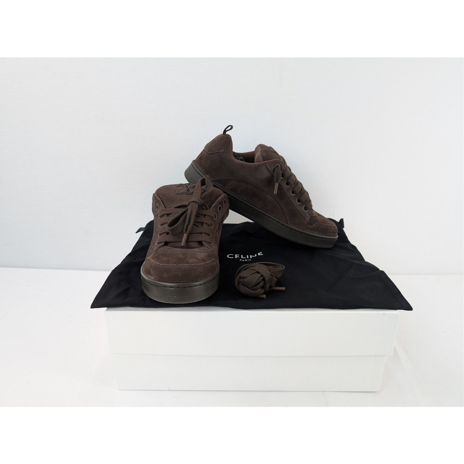 Celine o1rshd1 Suede Calfskin & Mesh Huntington Low top Sneakers Size US 10 / EU 43 - 17 Thumbnail