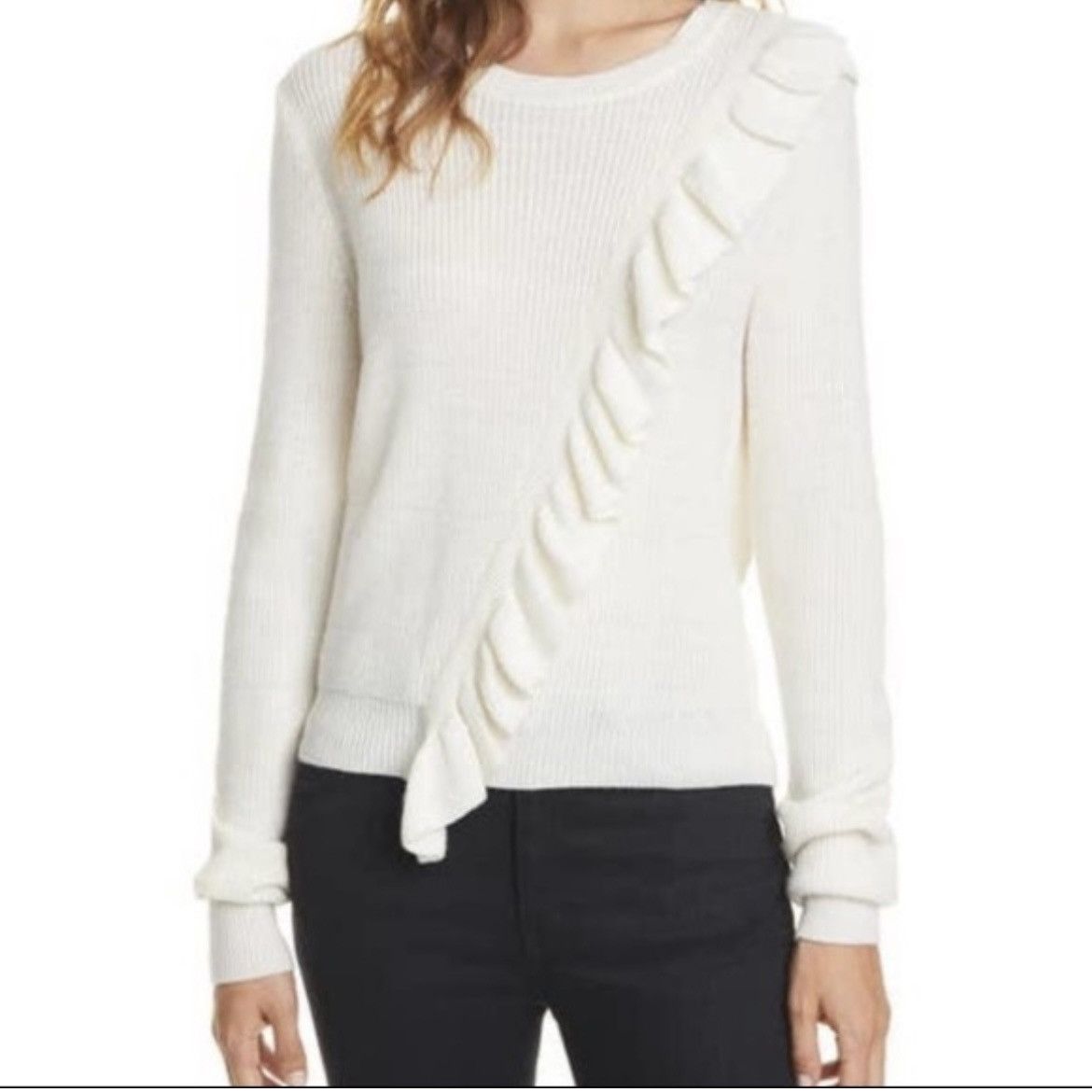 Joie ✨ Joie Viviana Ruffle Wool Blend Sweater – Ivory ✨ Size M / US 6-8 / IT 42-44 - 1 Thumbnail