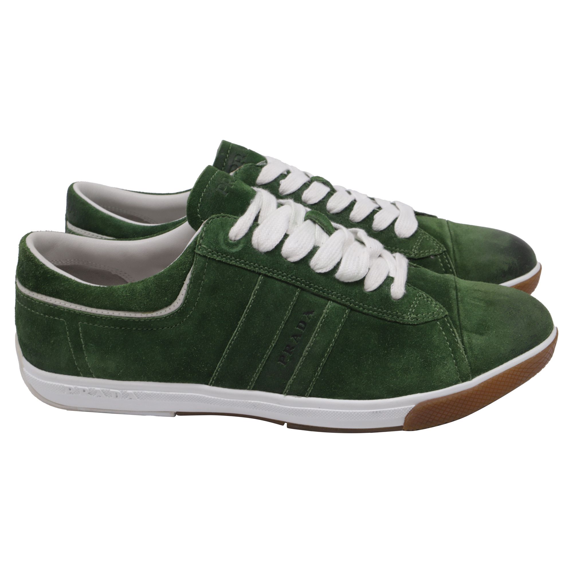Prada Prada Sport Cap-Toe Sneakers in Olive Suede Size US 7 / EU 40 - 1 Thumbnail