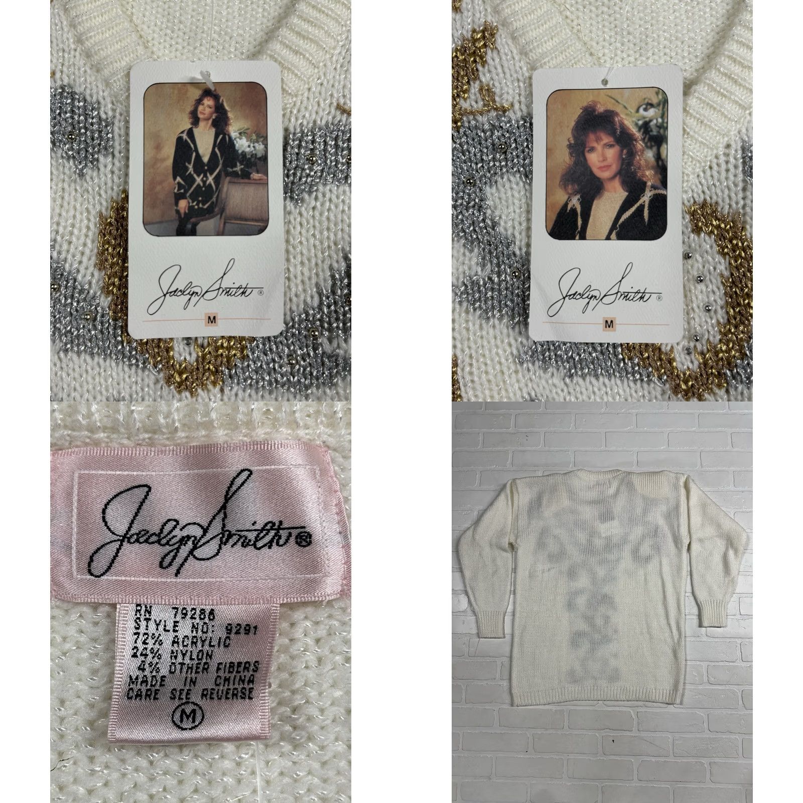 Vintage VINTAGE Jaclyn Smith Sweater Shirt Womens M White Beaded Embroidered 90s 80s Pullover V-Neck Size M / US 6-8 / IT 42-44 - 8 Thumbnail