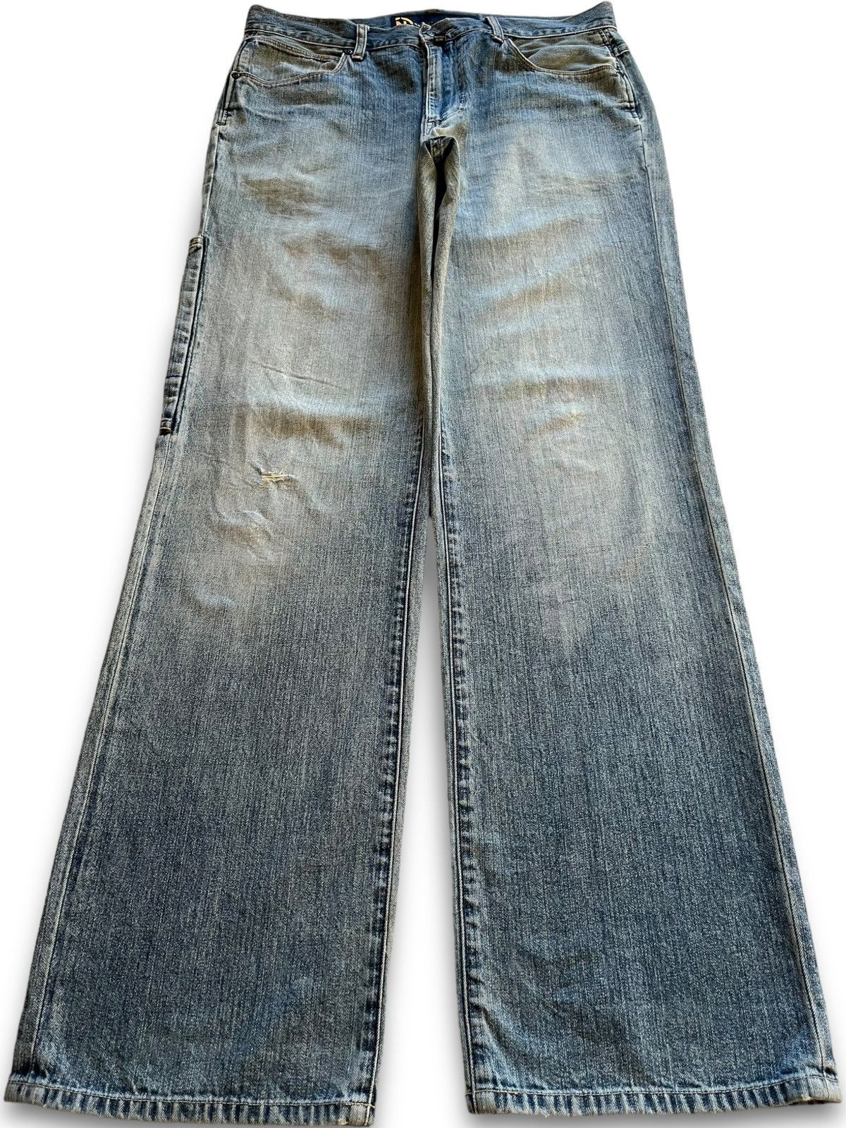 image of Vintage Japanese Nautica Faded Wash Cargo Style Baggy Jeans in Blue, Men's (Size 34)