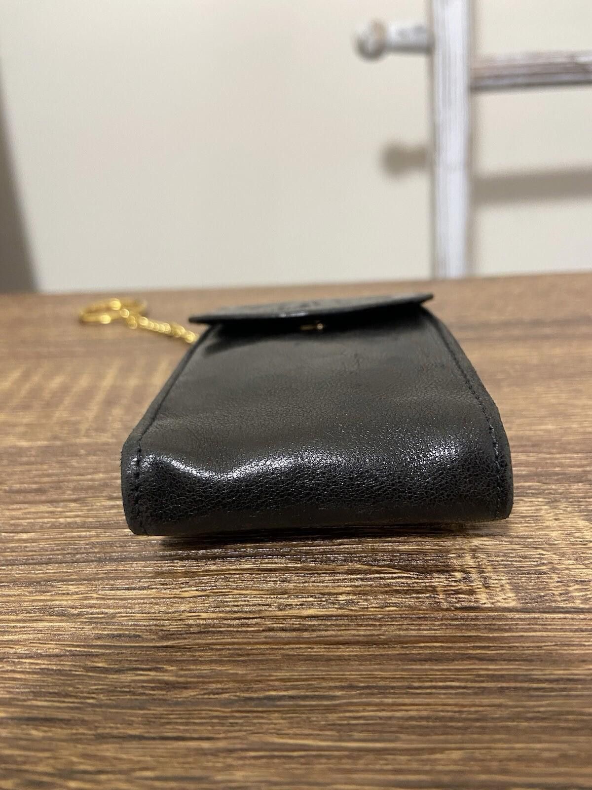 Chanel black lambskin leather cigarette case pouch w chain