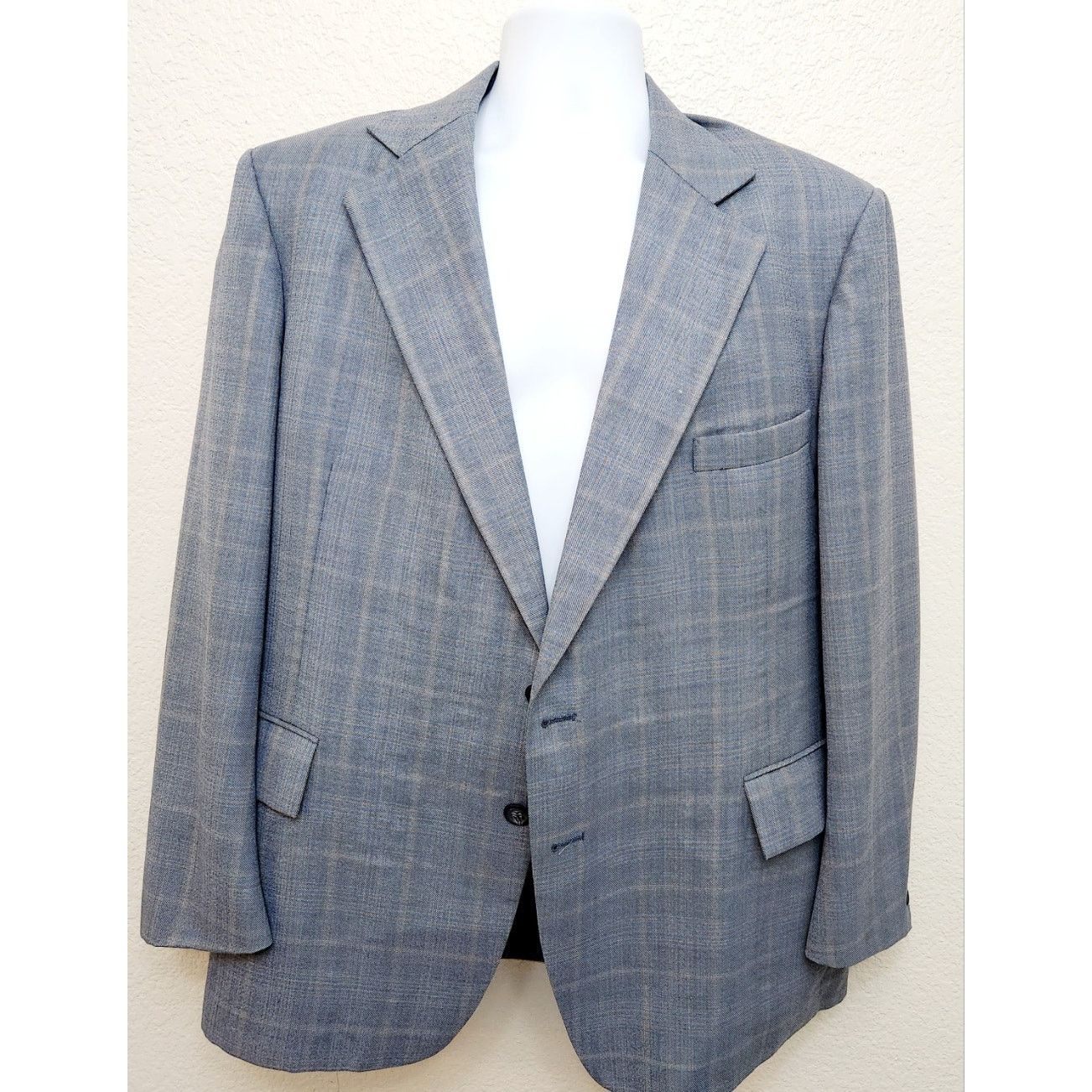 Other Vintage Varsity Style Blue Gold Plaid 3 Piece Men's Suit XL Size 44R - 1 Thumbnail