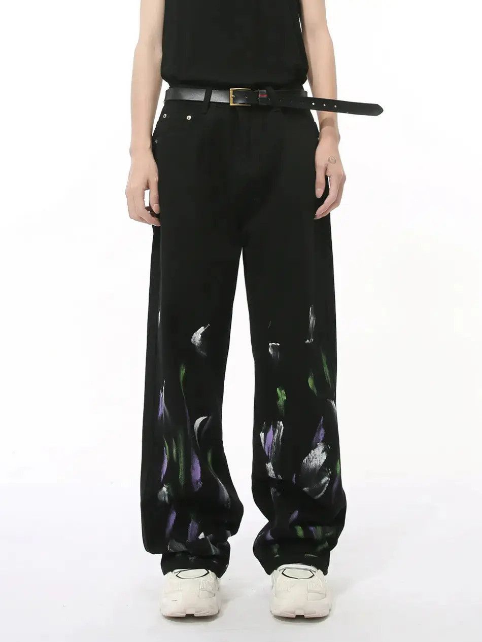 Japanese Brand Retro loose graffiti wide leg jeans Size US 32 / EU 48 - 5 Thumbnail