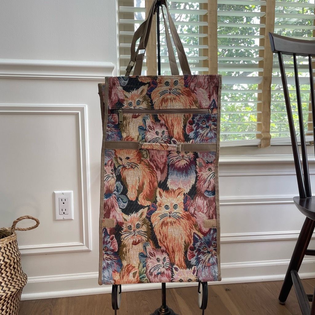 Vintage Vintage Cat Tapestry Wheeled Shopper Bag Tote Collapseable Size ONE SIZE - 2 Thumbnail