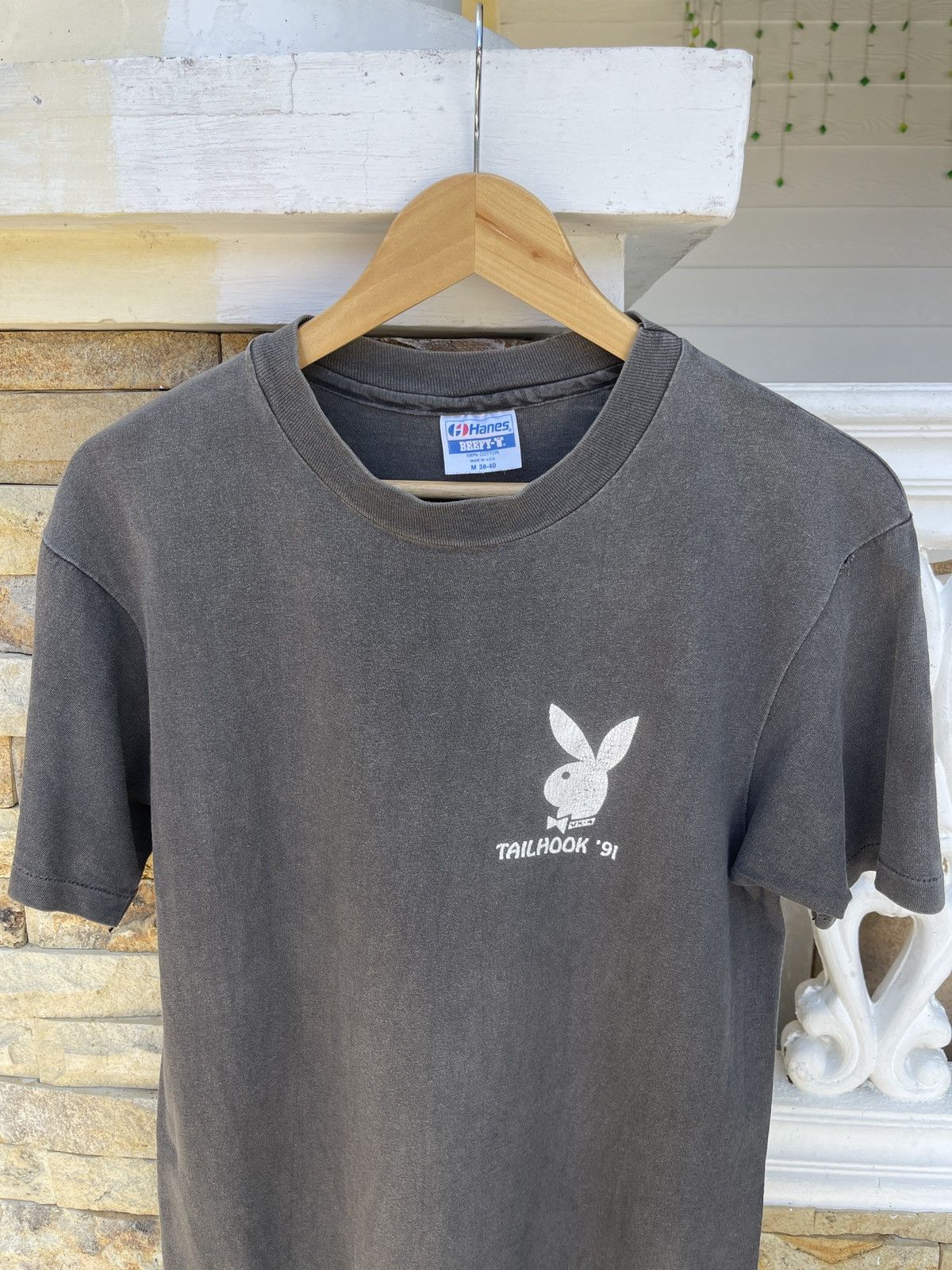 Playboy Rare🔥Vtg 80s Sun Faded TAIL HOOK Playboy ERD GRUNGE Tee Size US M / EU 48-50 / 2 - 1 Thumbnail