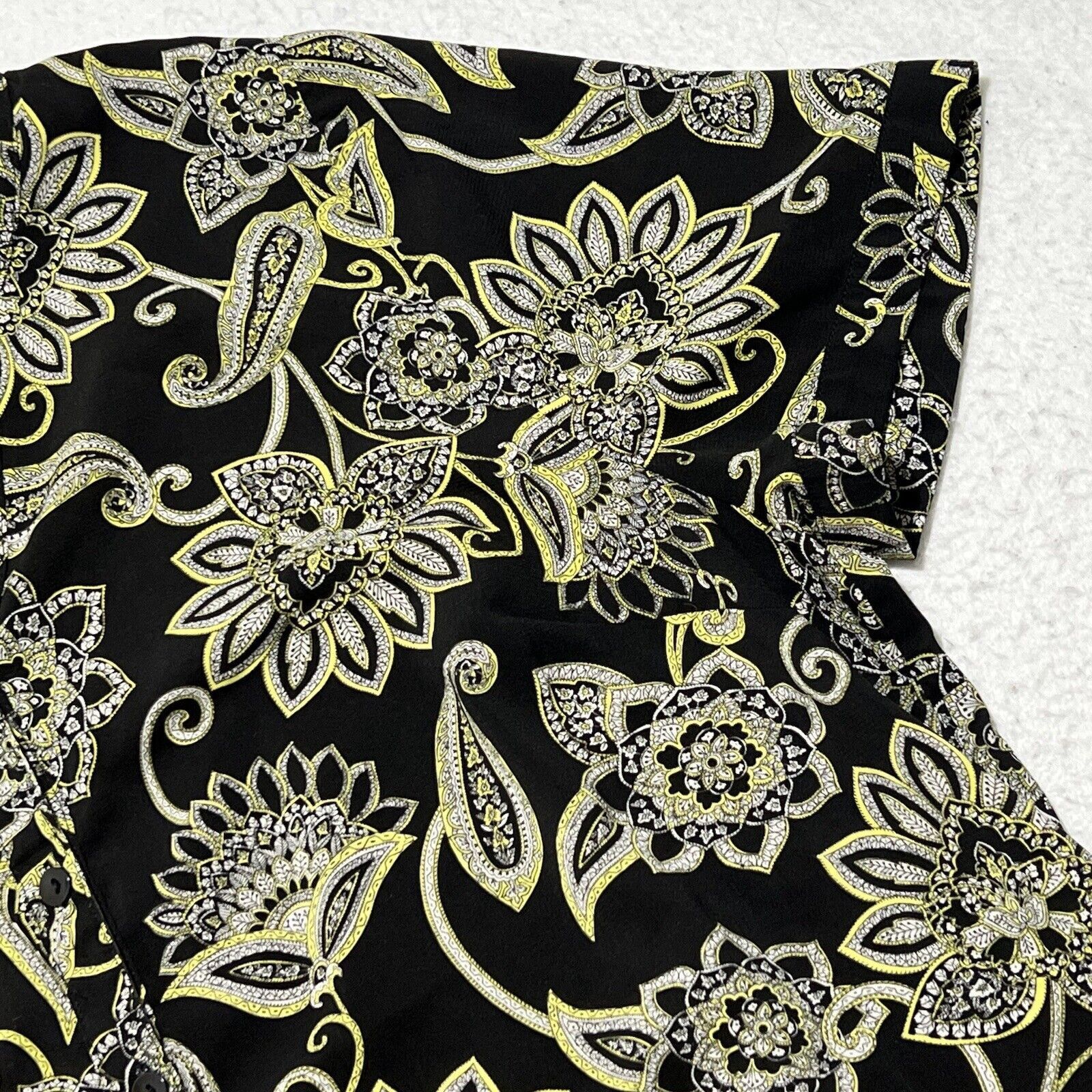 Other Catherine's Short Sleeve Button Up Floral Shirt Yellow Black Size XL / US 12-14 / IT 48-50 - 4 Thumbnail