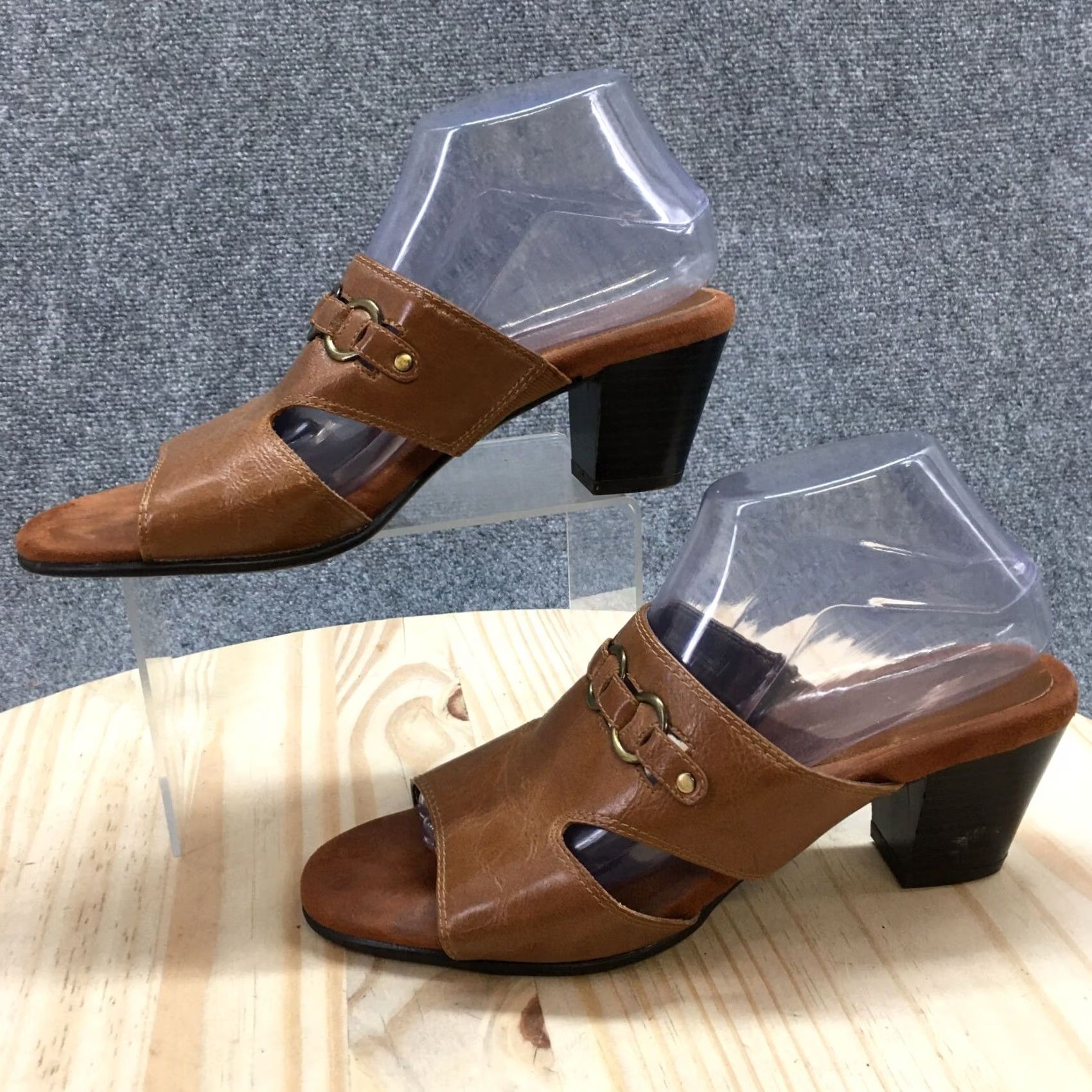 Vintage Aerosoles A2 Sandals Womens 9.5 M Base Board Casual Slip On Heels Slide Brown Size US 10 / IT 40 - 2 Thumbnail