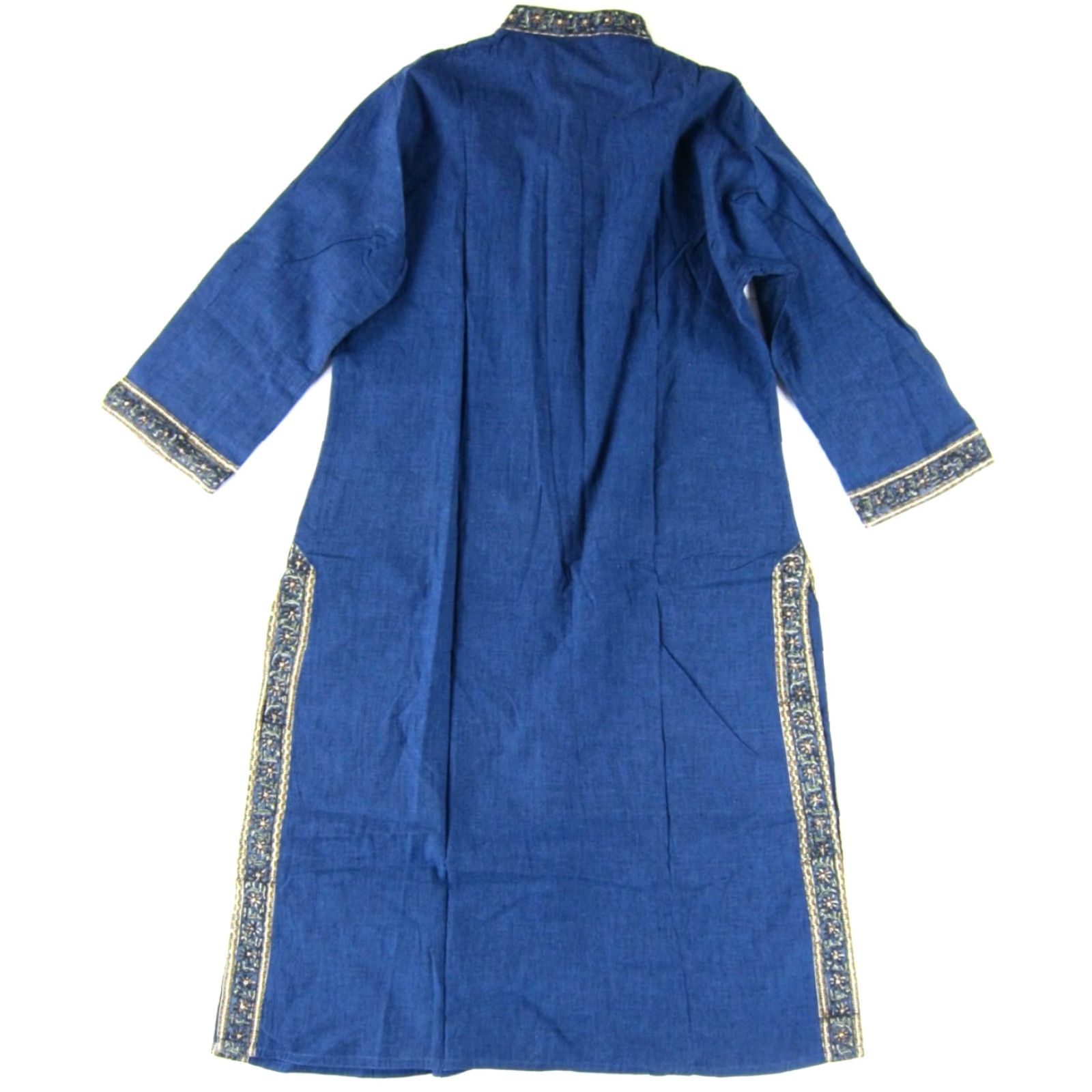 Vintage VINTAGE Kilol Shirt Women M Blue 100% Cotton Tunic Kurta Dress Midi Kaftan Floral Button Up Henley 3/4 Sleeve Fall Spring Summer Winter Fashion Women Size M / US 6-8 / IT 42-44 - 2 Thumbnail