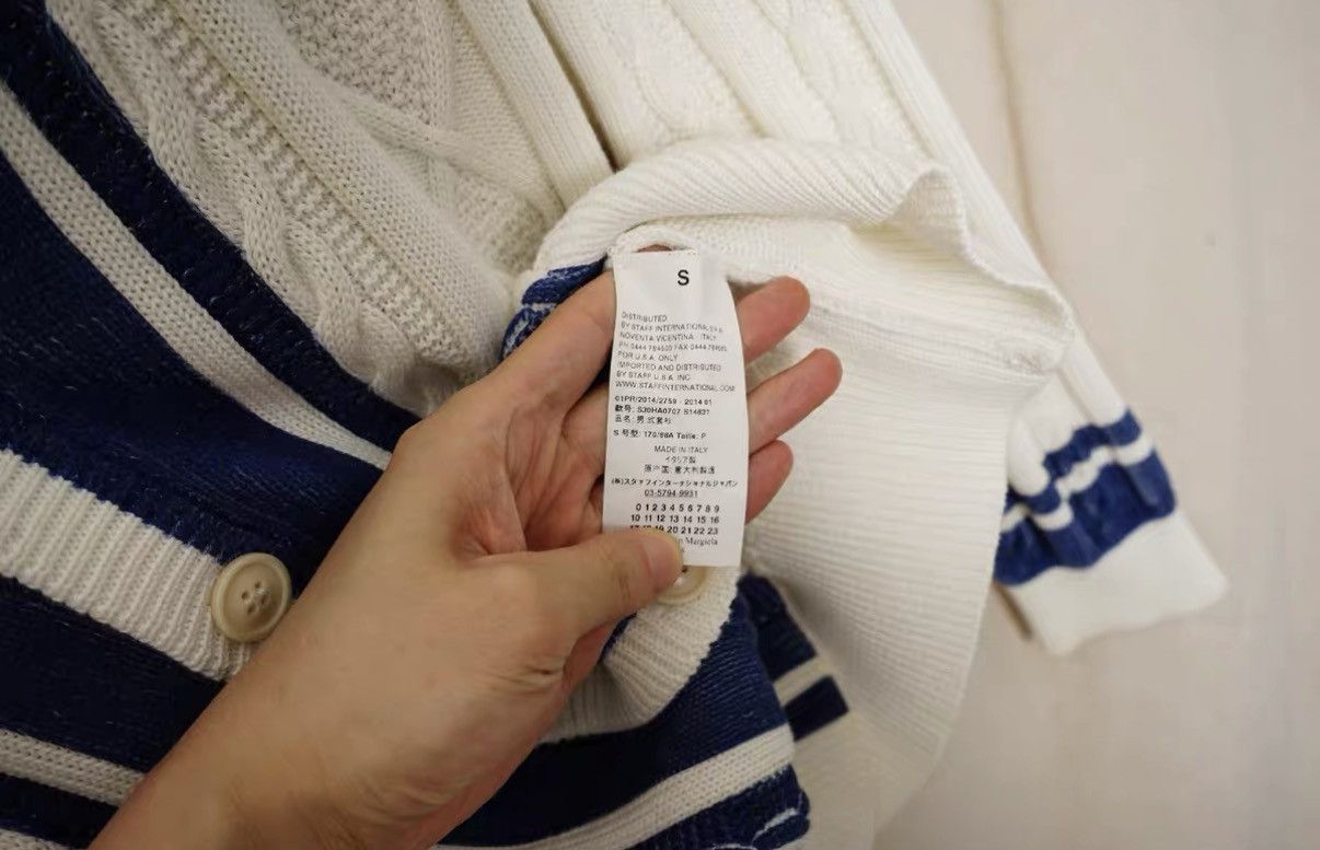 Maison Margiela Maison Margiela White & Blue Striped Cardigan Size US S / EU 44-46 / 1 - 6 Thumbnail