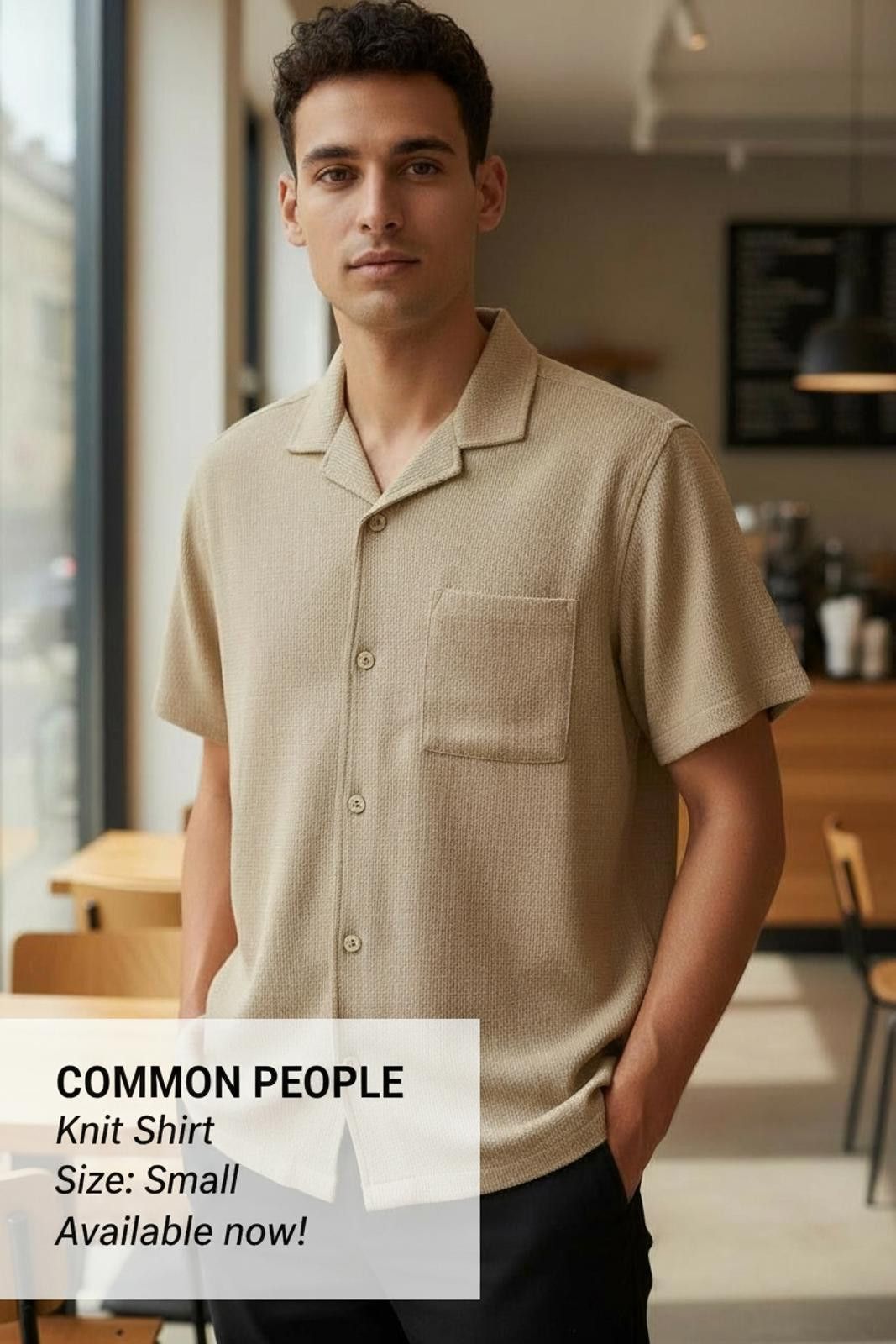 Common People Common People Beige Knit Short Sleeve Shirt - Size Small Size US S / EU 44-46 / 1 - 2 Thumbnail