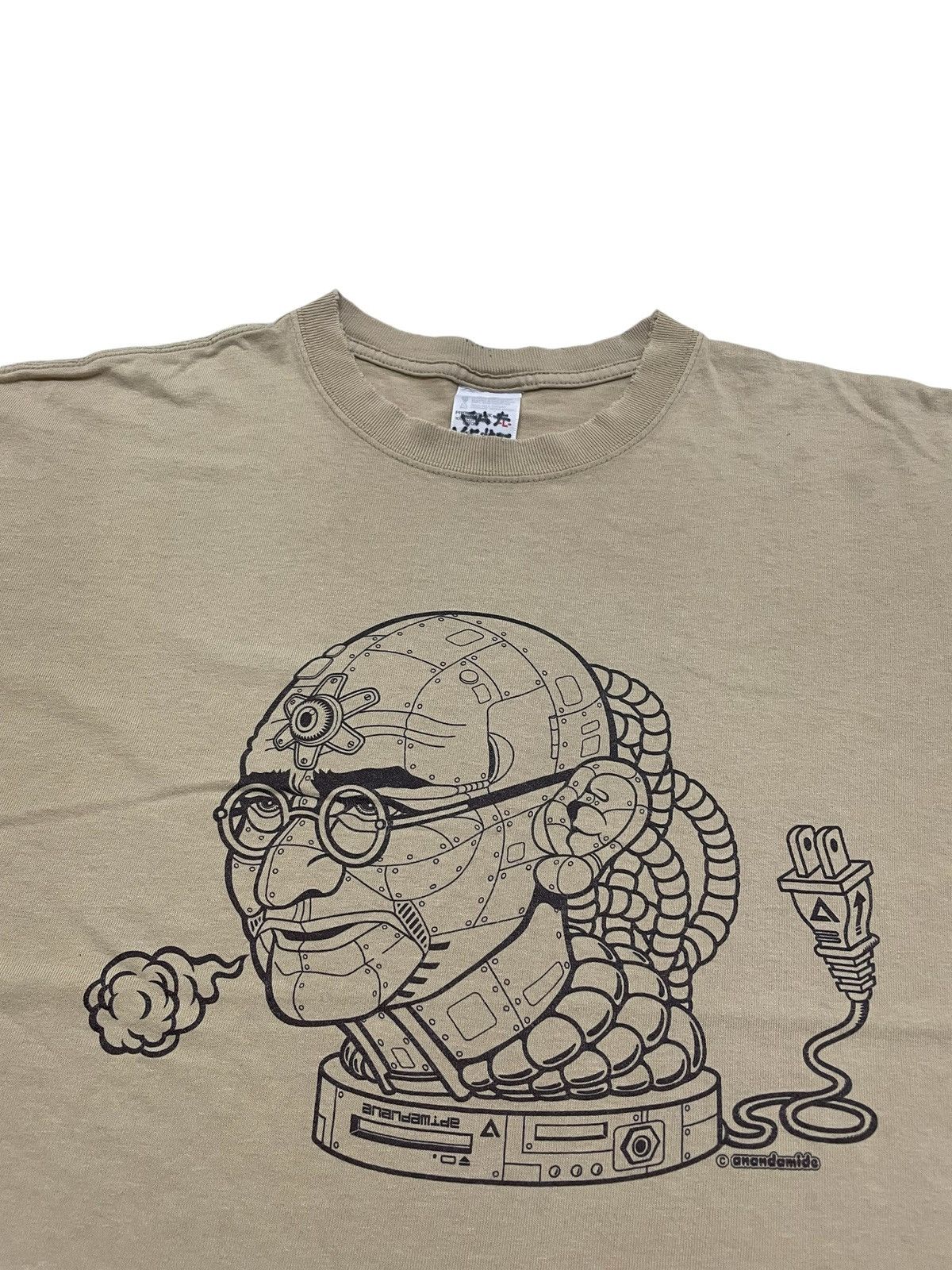 Vintage Vintage 90s ANANDAMIDE Mahatma Ghandi Robot T-shirt Size US L / EU 52-54 / 3 - 3 Thumbnail
