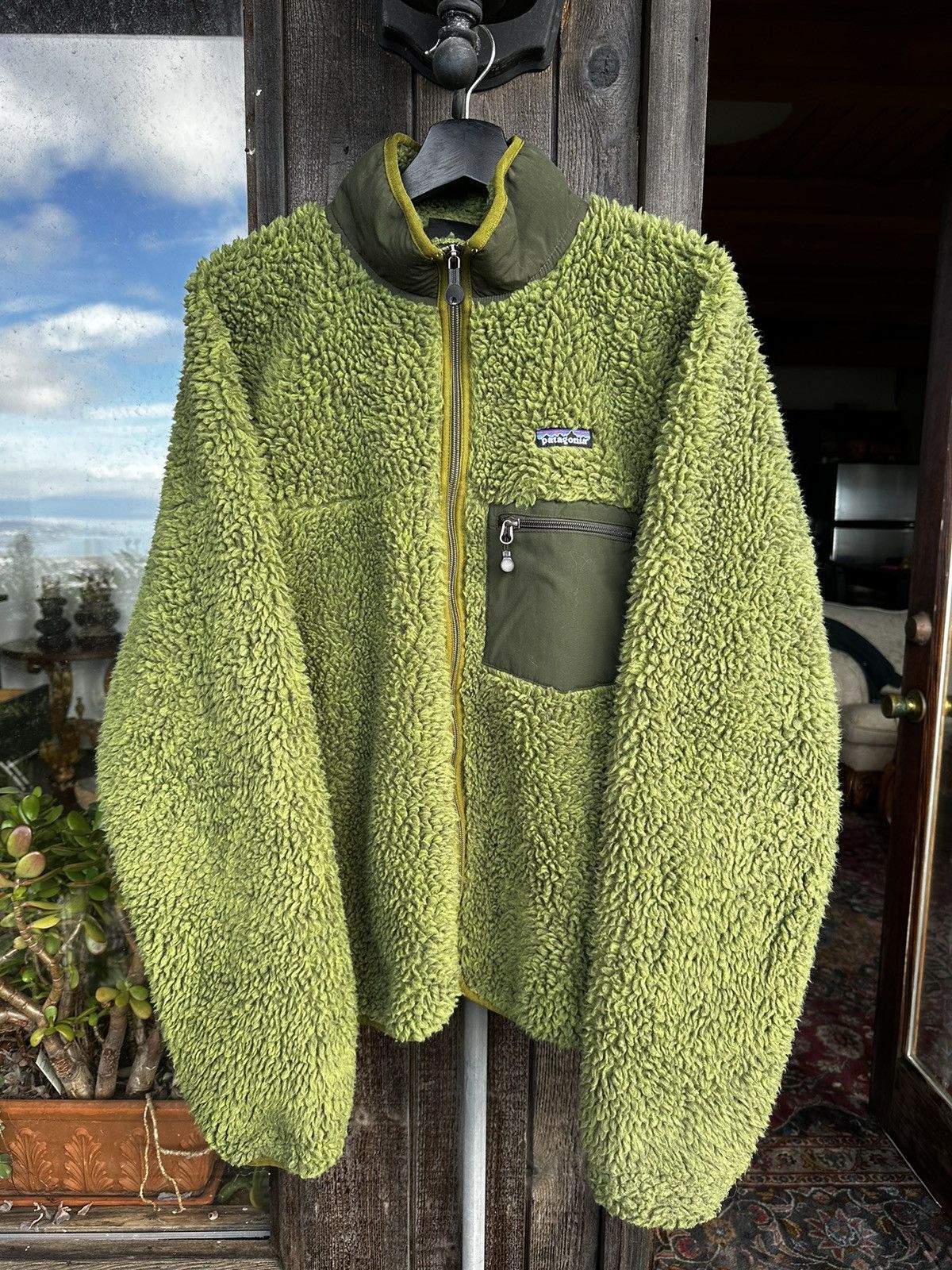 image of 2004 Patagonia Retro-X Deep Pile Fleece Jacket In Moss Green, Men's (Size Large)